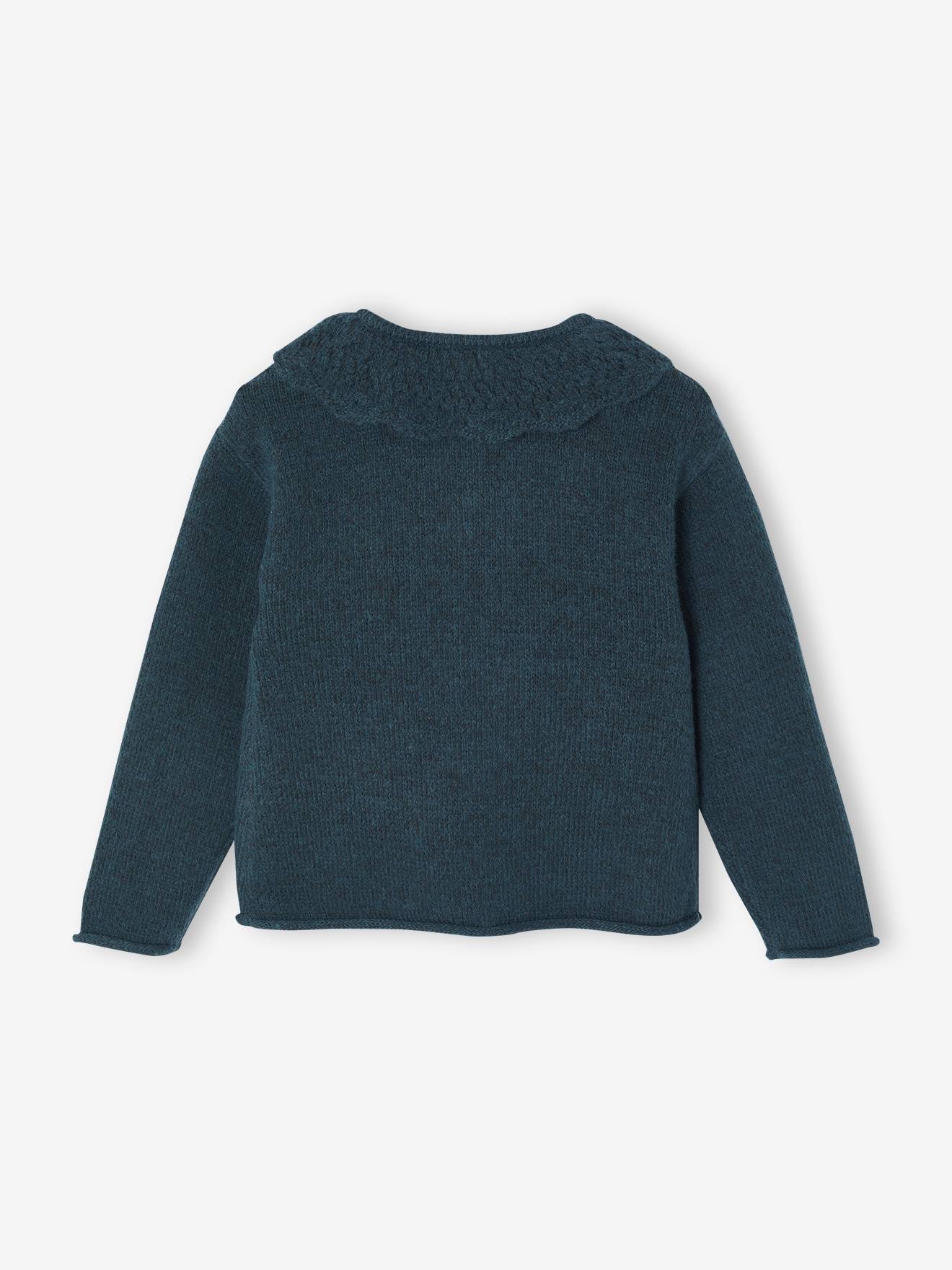 Thumbnail - Mädchen Strickjacke mit Kragen aus Musterstrick