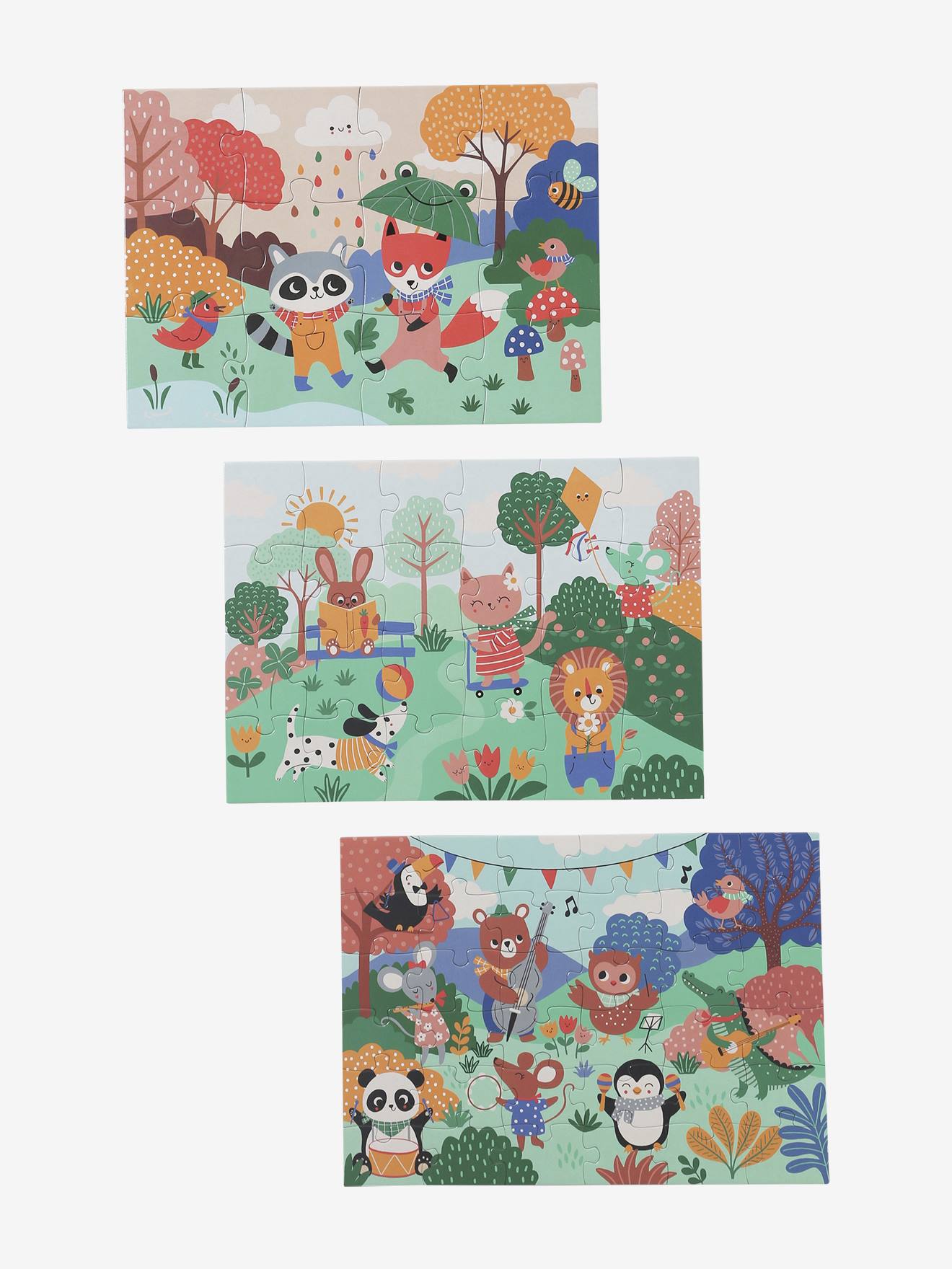 Vertbaudet 3Er-Set Kinder Puzzles Happy Animals Mehrfarbig Einheitsgröße