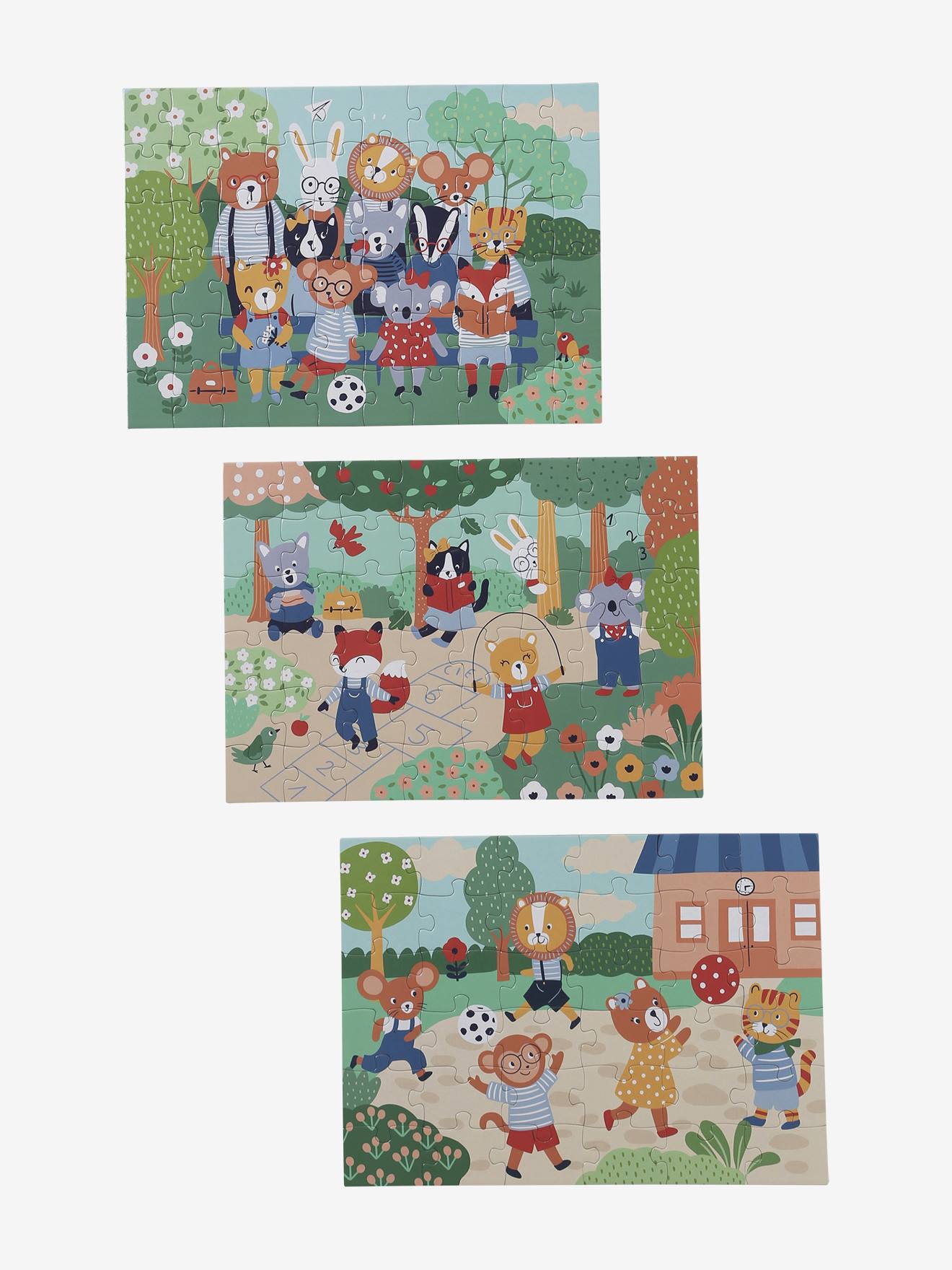 Vertbaudet 3Er-Set Kinder Puzzles Happy Animals Mehrfarbig Einheitsgröße