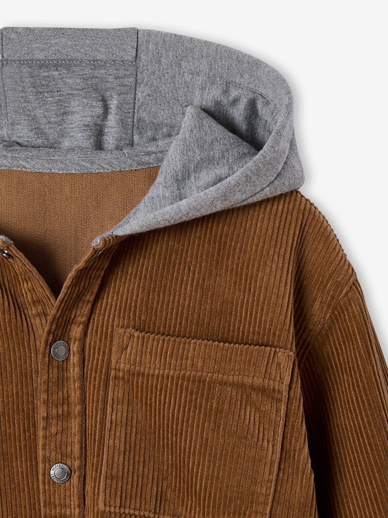 Thumbnail - Jungen Cordhemd mit Sweat-Kapuze camel