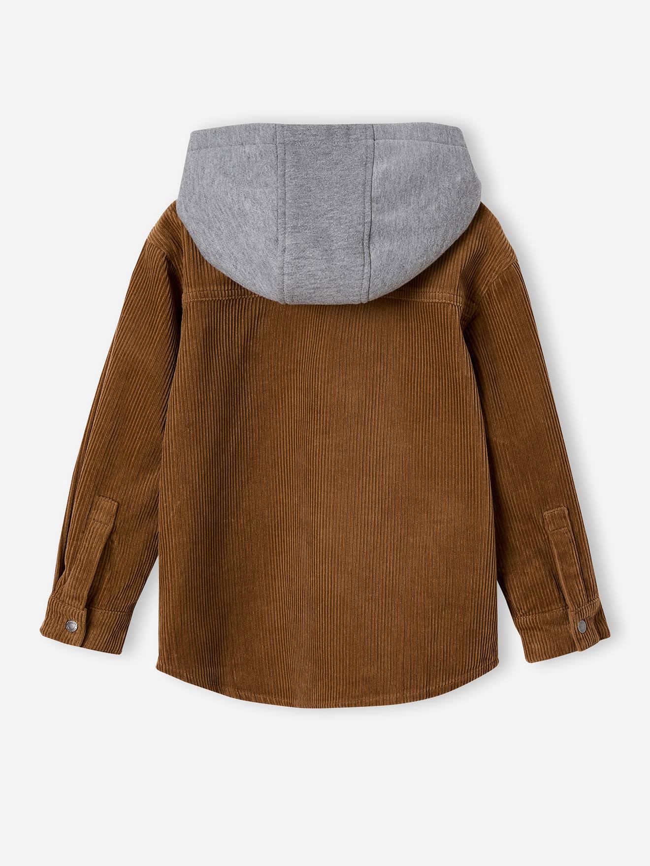 Thumbnail - Jungen Cordhemd mit Sweat-Kapuze camel