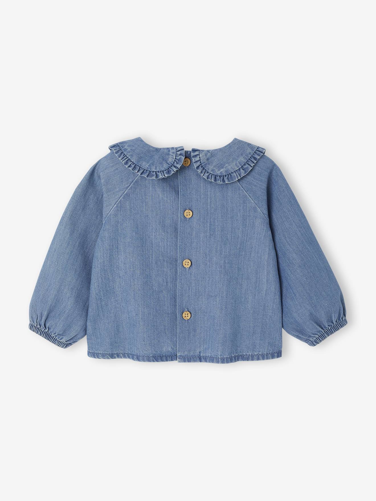 Thumbnail - Baby Jeansbluse mit gerüschtem Kragen