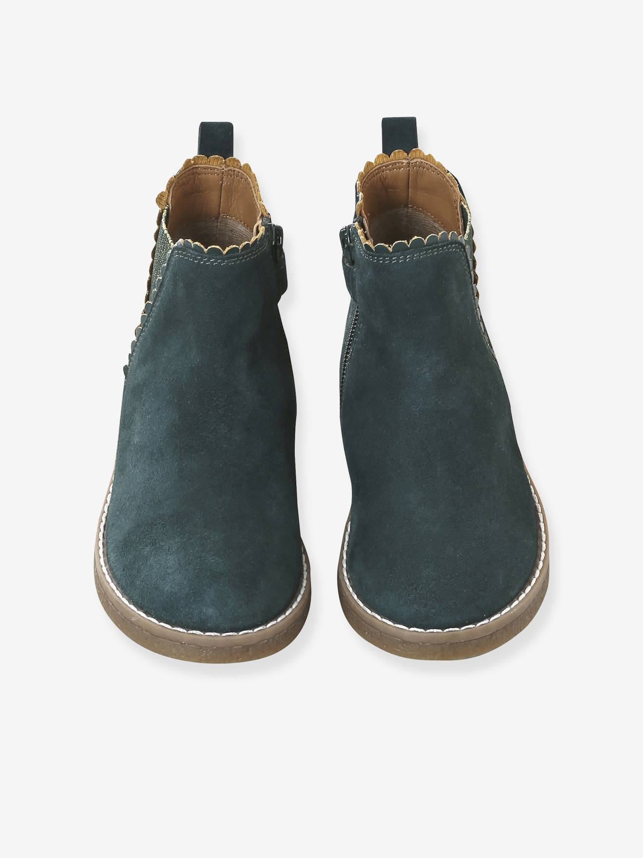 Thumbnail - Mädchen Leder-Boots mit Zierborte