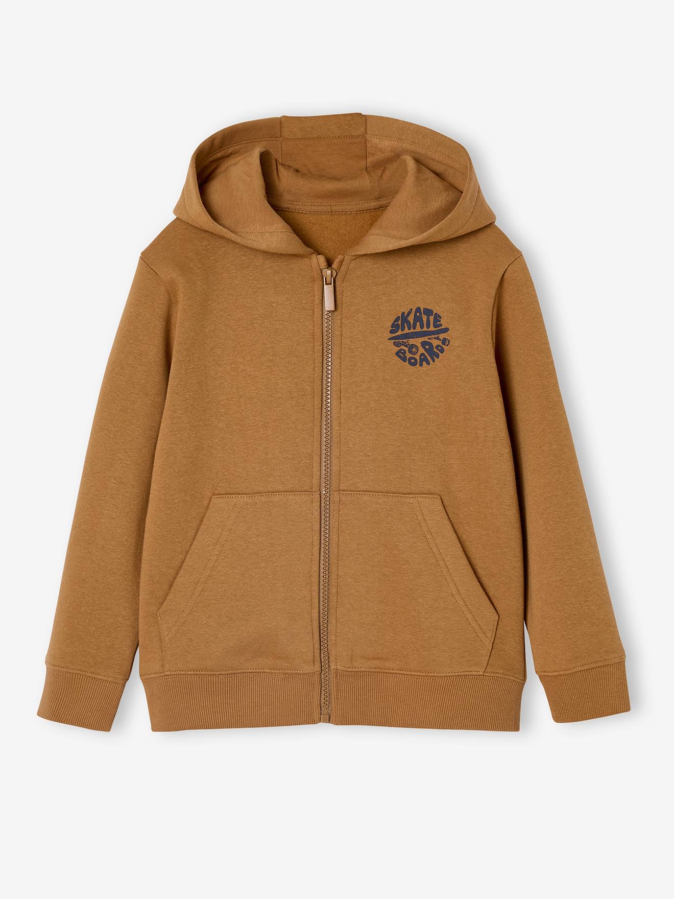 Jungen Kapuzensweatjacke BASIC mit Recycling-Polyester pekannuss