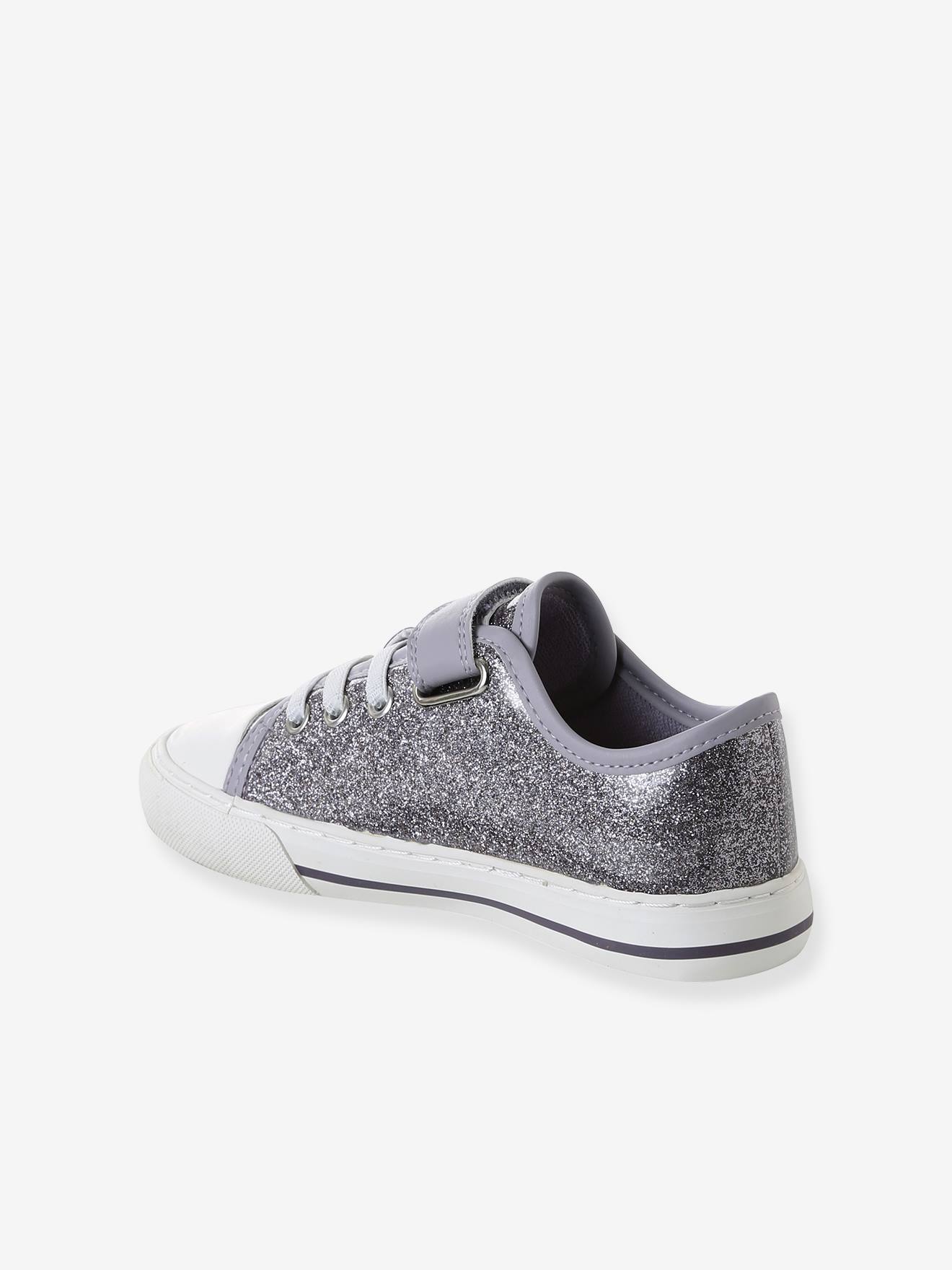 Thumbnail - Mädchen Sneakers mit Glitzereffekt und Klettverschluss lila