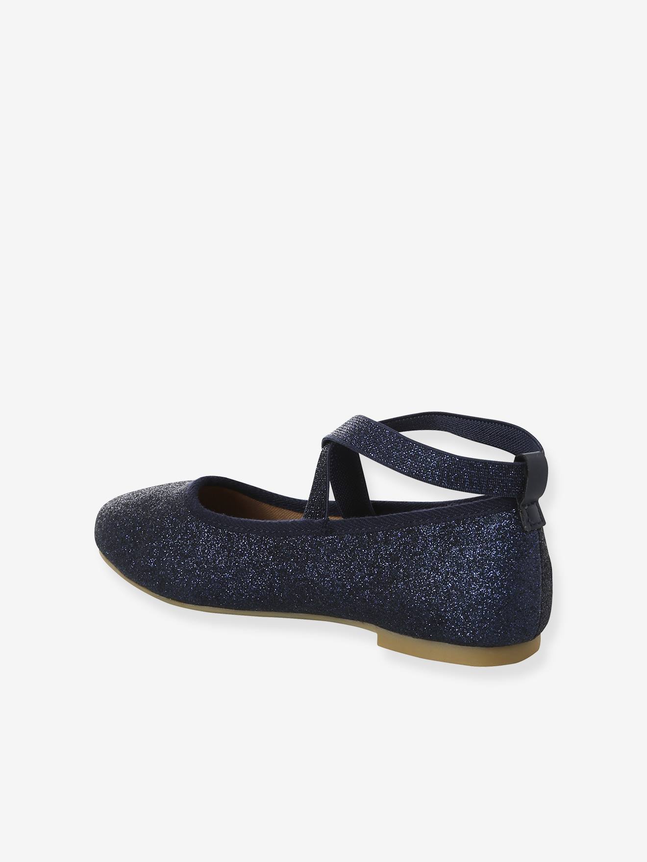 Thumbnail - Mädchen Glitzer-Ballerinas mit überkreuztem Gummi-Riemchen