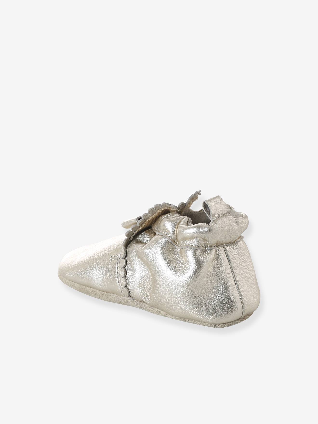 Thumbnail - Festliche Baby Leder-Krabbelschuhe mit Schleife