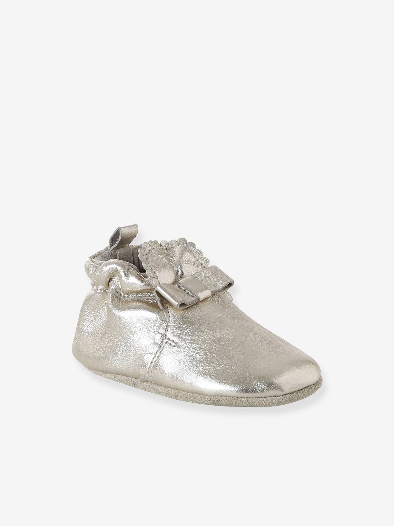 Festliche Baby Leder-Krabbelschuhe mit Schleife