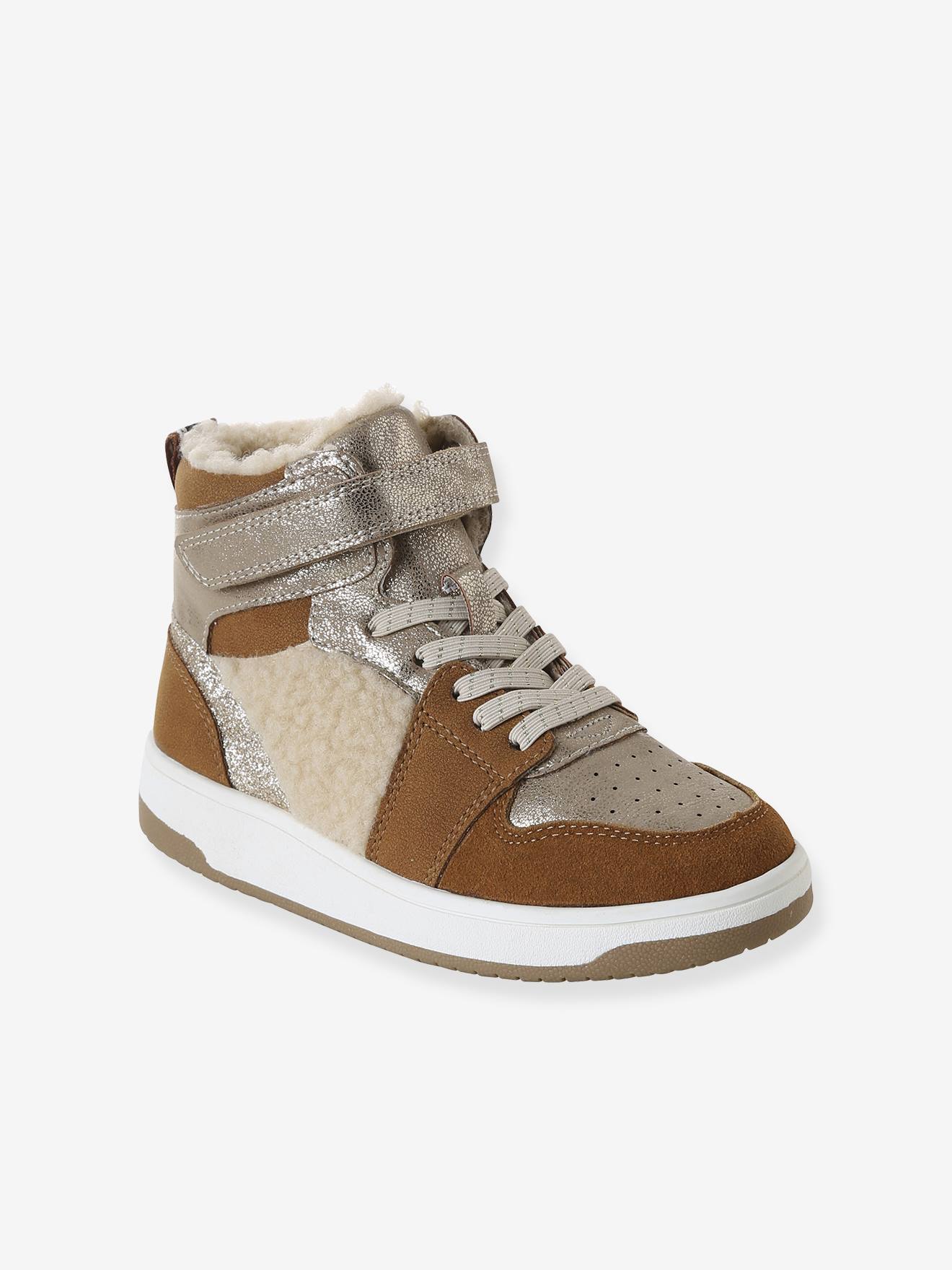 Gefütterte hohe Sneakers mit Schnürsenkeln und Klettverschluss für Mädchen