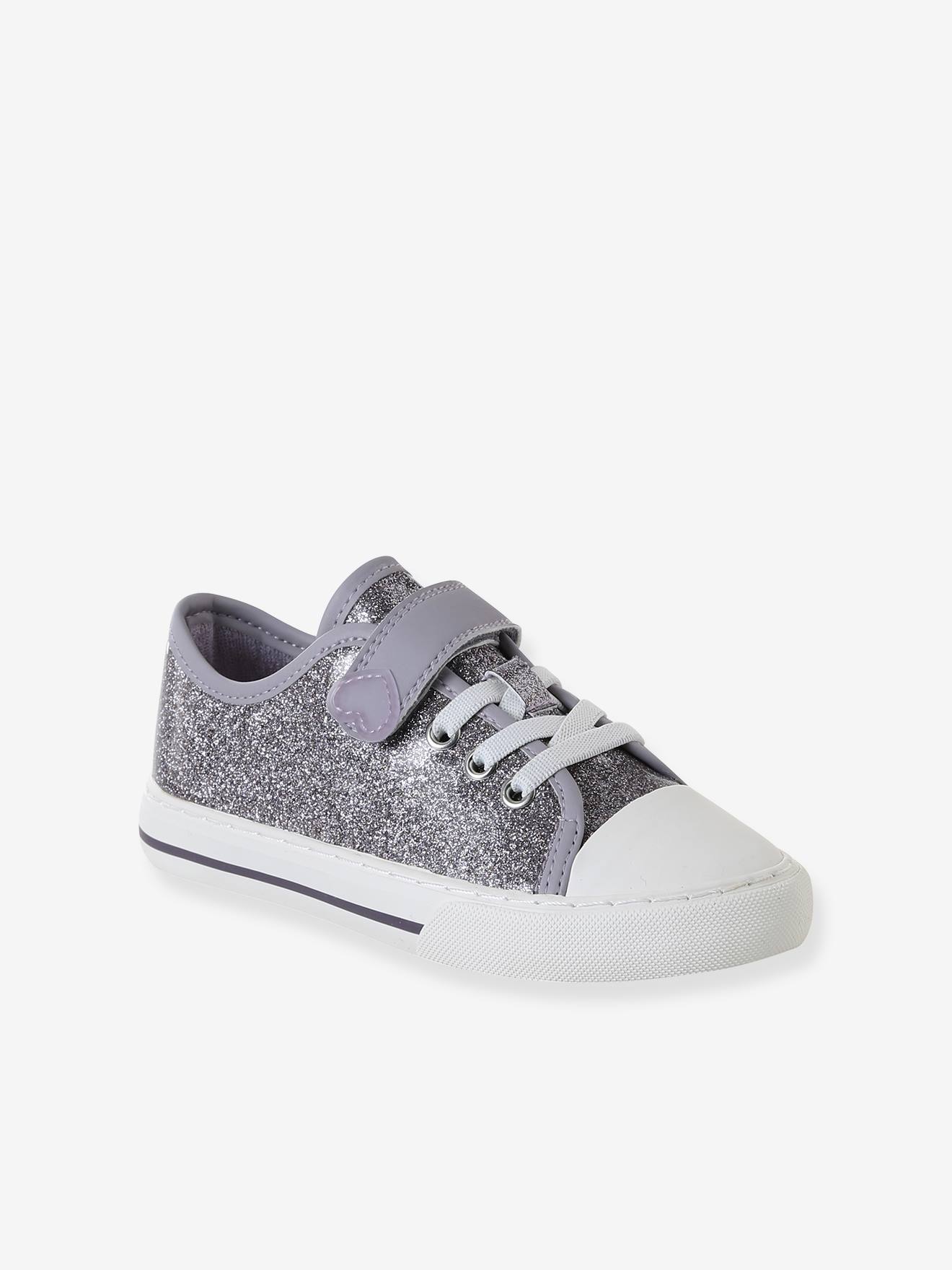 Mädchen Sneakers mit Glitzereffekt und Klettverschluss lila