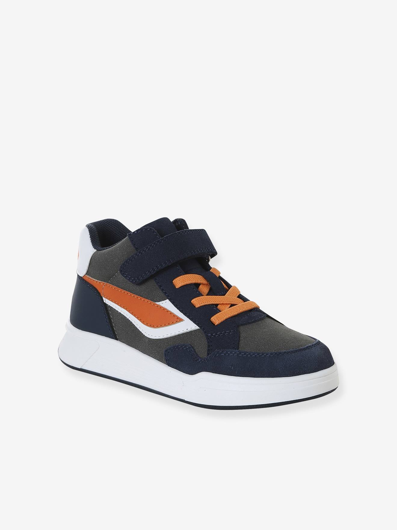 Hohe Sneakers mit Klettverschluss & elastischen Schnürsenkeln für Kinder set blau Gr. 26 von vertbaudet