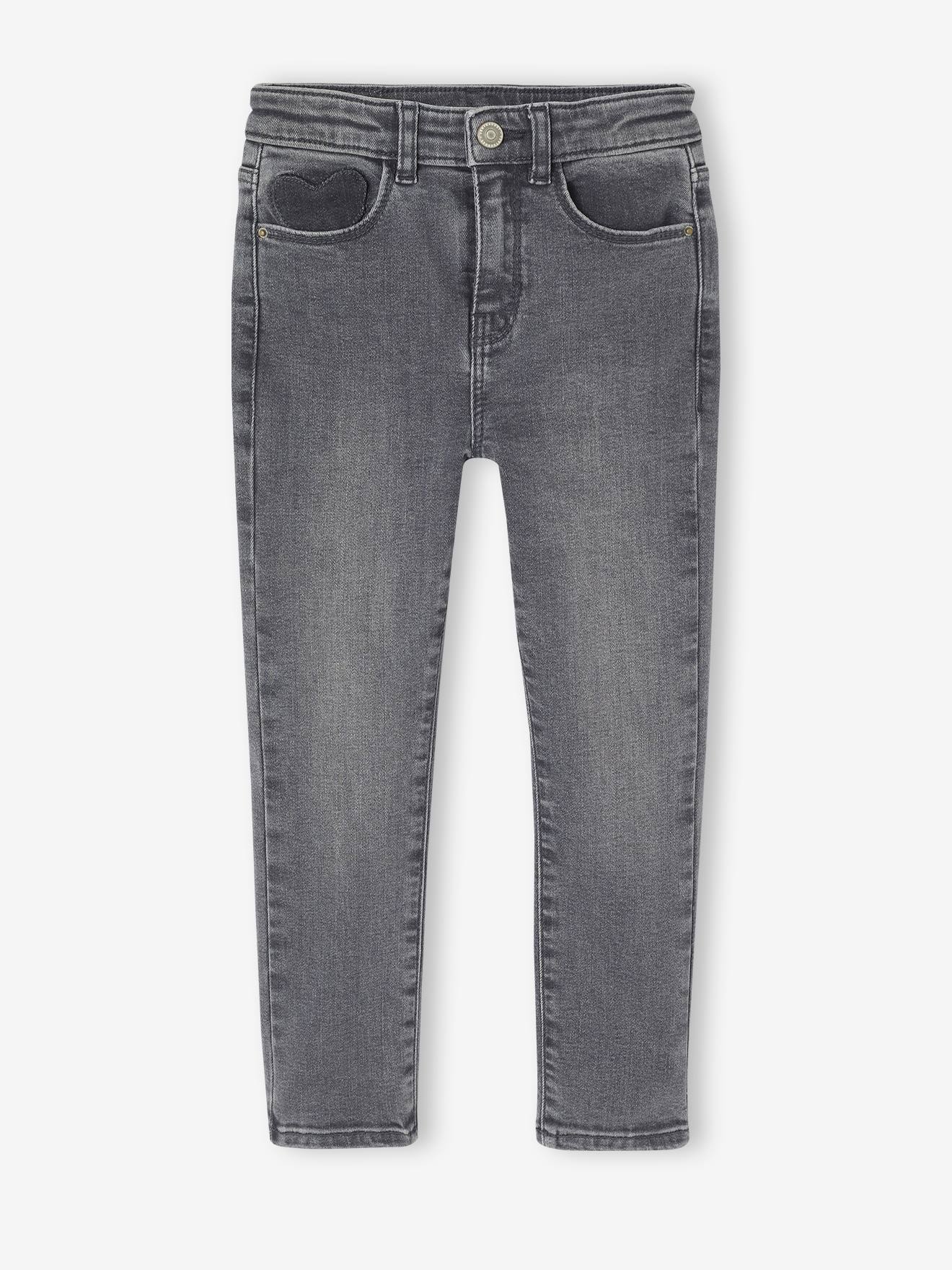 Mädchen Slim-Jeans, SLIM grau Gr. 128 von vertbaudet