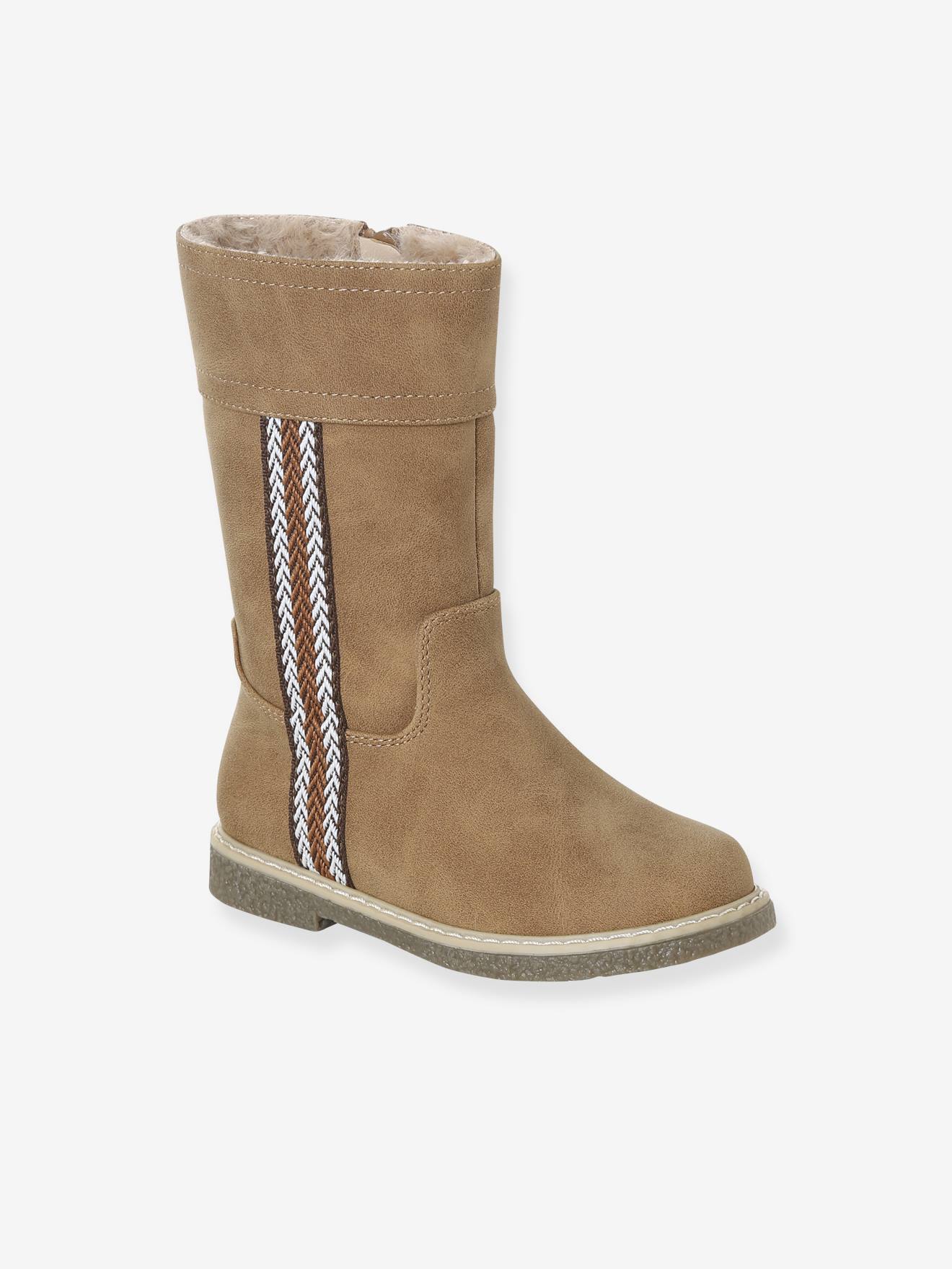 Gefütterte Stiefel mit Reißverschluss für Mädchen camel