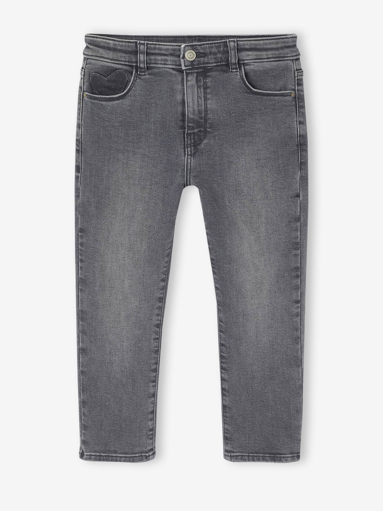 Mädchen Slim-Jeans, COMFORT grau Gr. 122 von vertbaudet