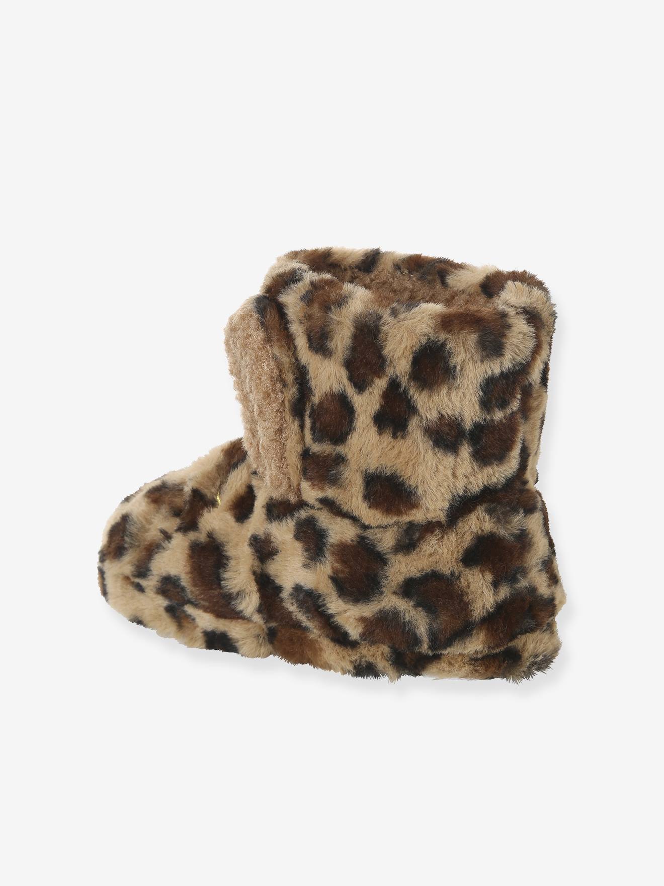 Thumbnail - Gefütterte Hausschuhe mit Leopardenmuster für Kinder