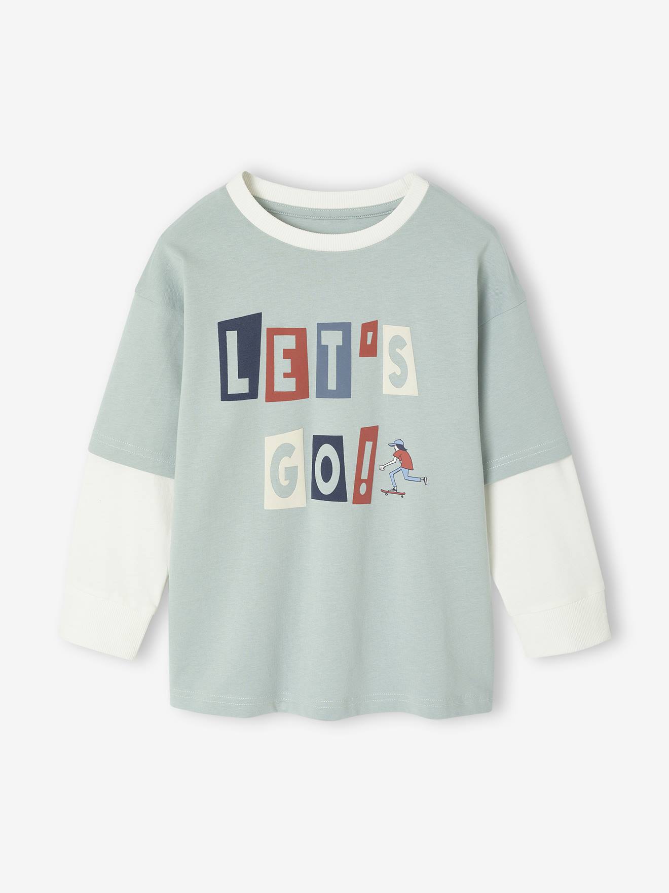Jungen Shirt im Lagenlook mit Recycling-Baumwolle aqua Gr. 140 von vertbaudet