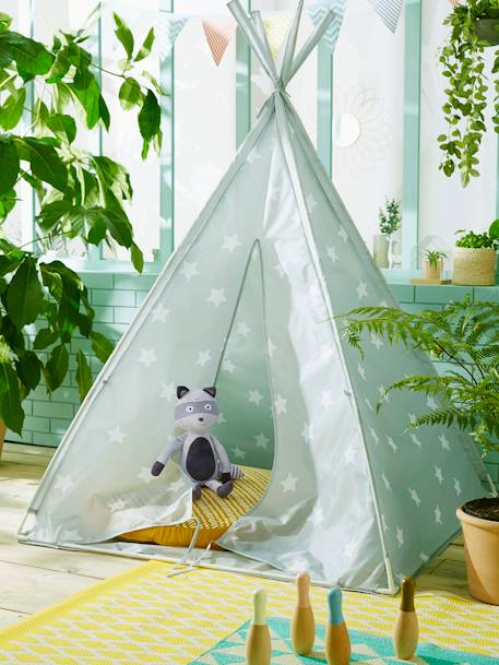 Spielzelt / Tipi „Inka“ - grau/sterne+zartrosa bedruckt - 4