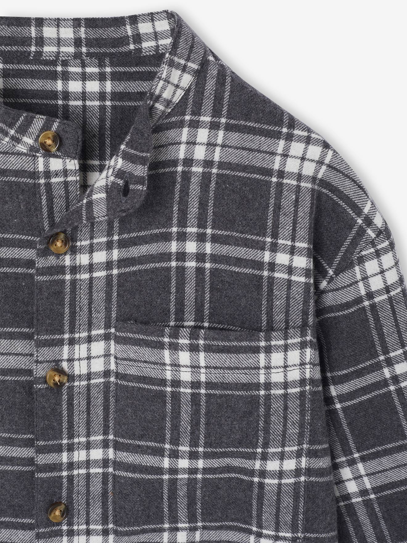Thumbnail - Jungen Flanellhemd mit Samt-Ellbogenpatches