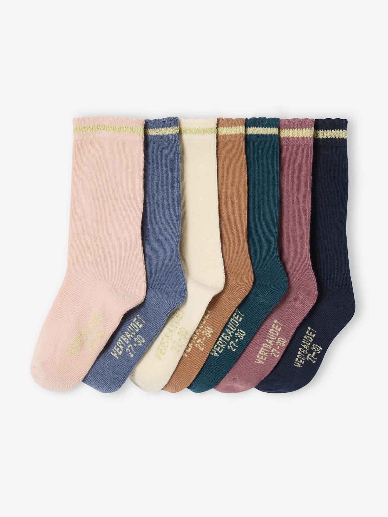 7er-Pack Kinder Socken mit Glitzerstreifen