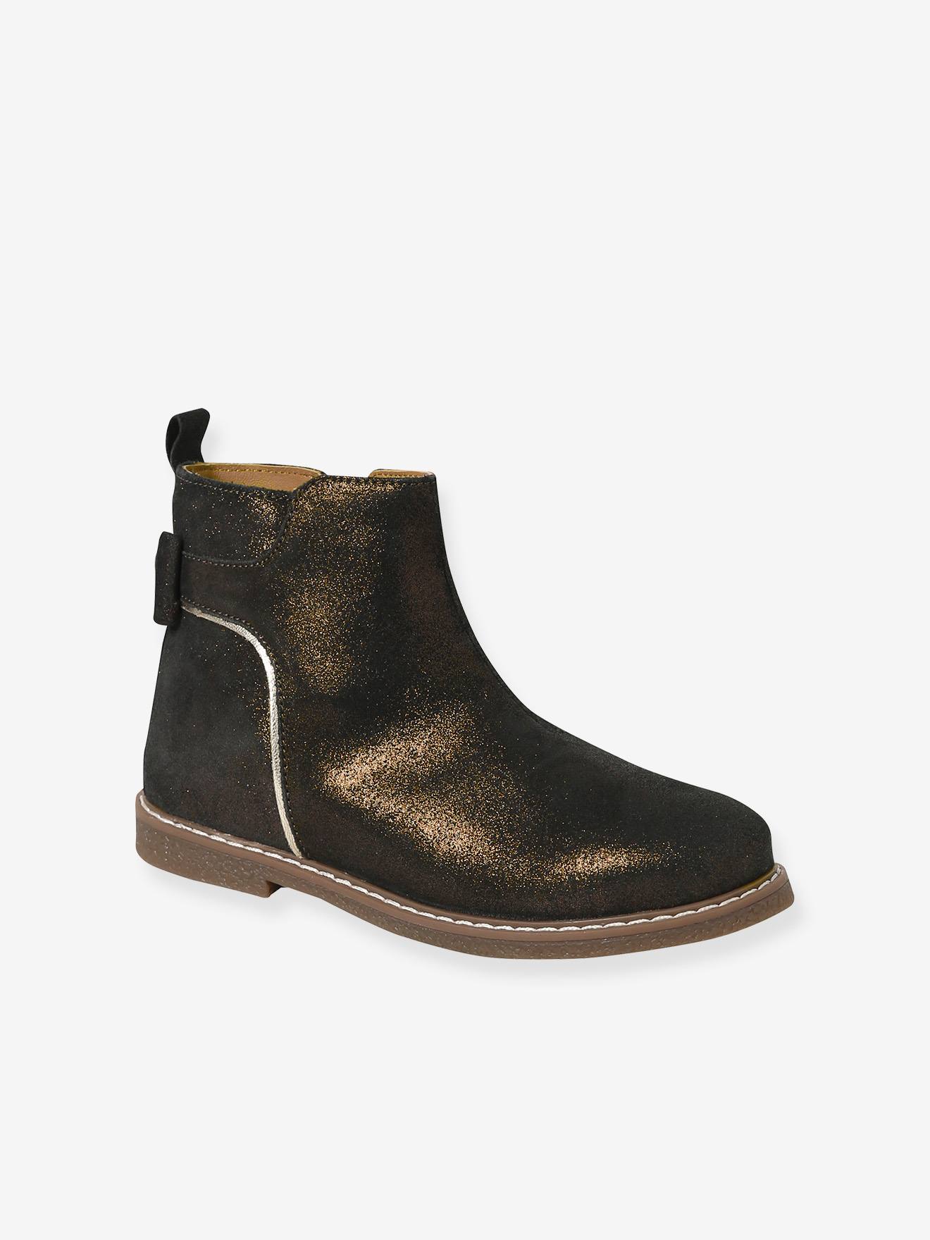 Mädchen Leder-Boots mit Zierschleife