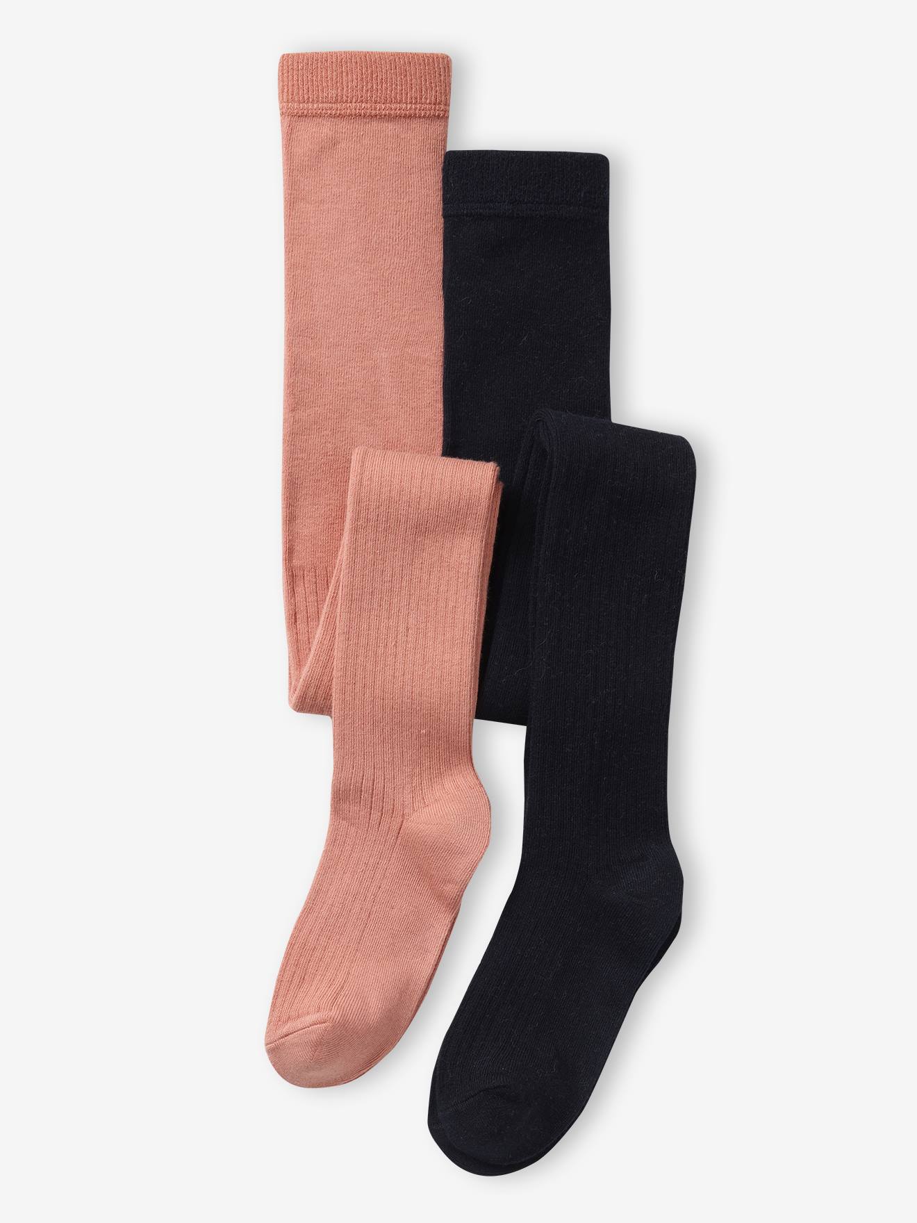 2er-Pack Mädchen Strumpfhosen, Rippenstrick nachtblau Gr. 19/22 von vertbaudet