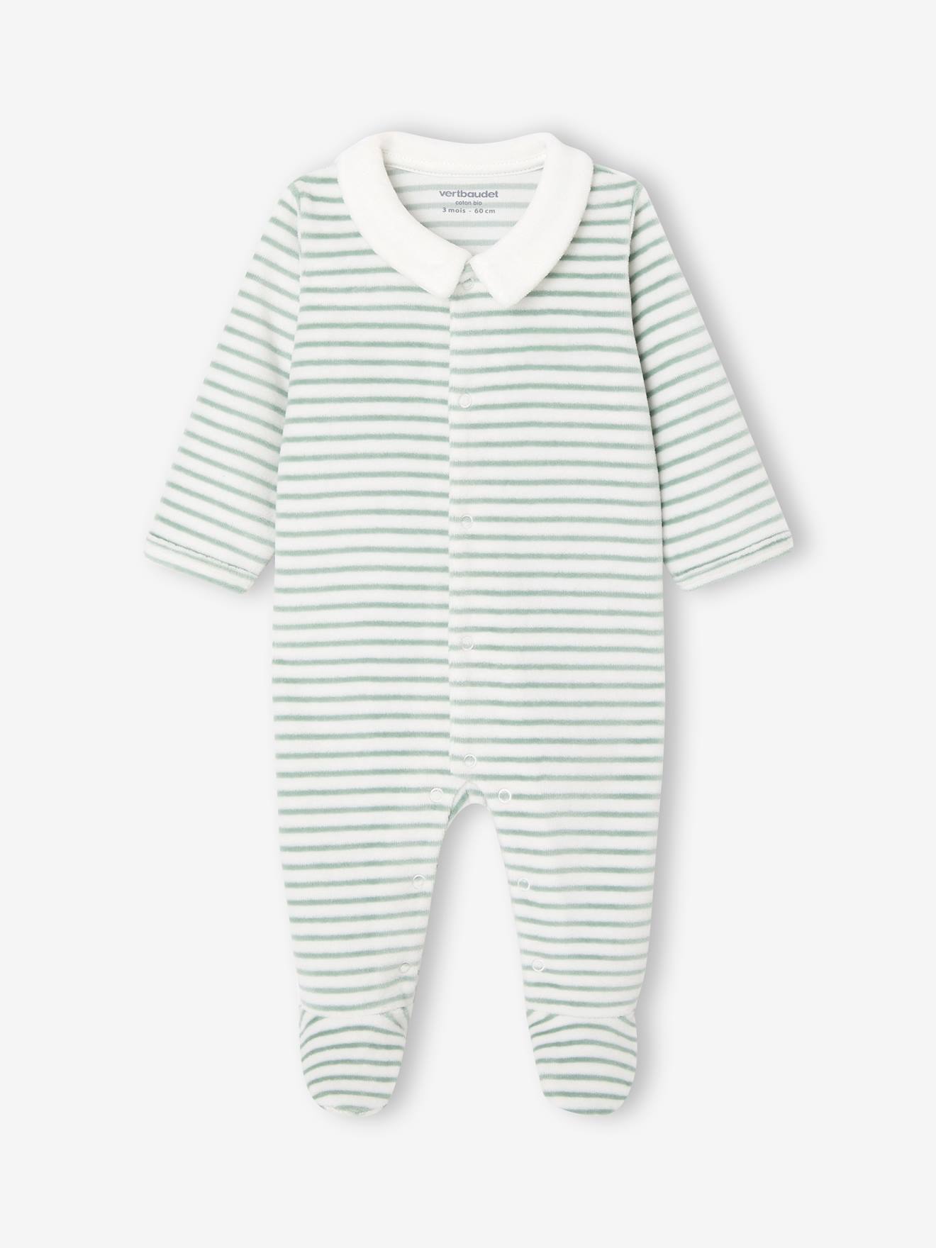 Baby Samt-Strampler mit Öffnung vorn personalisierbar