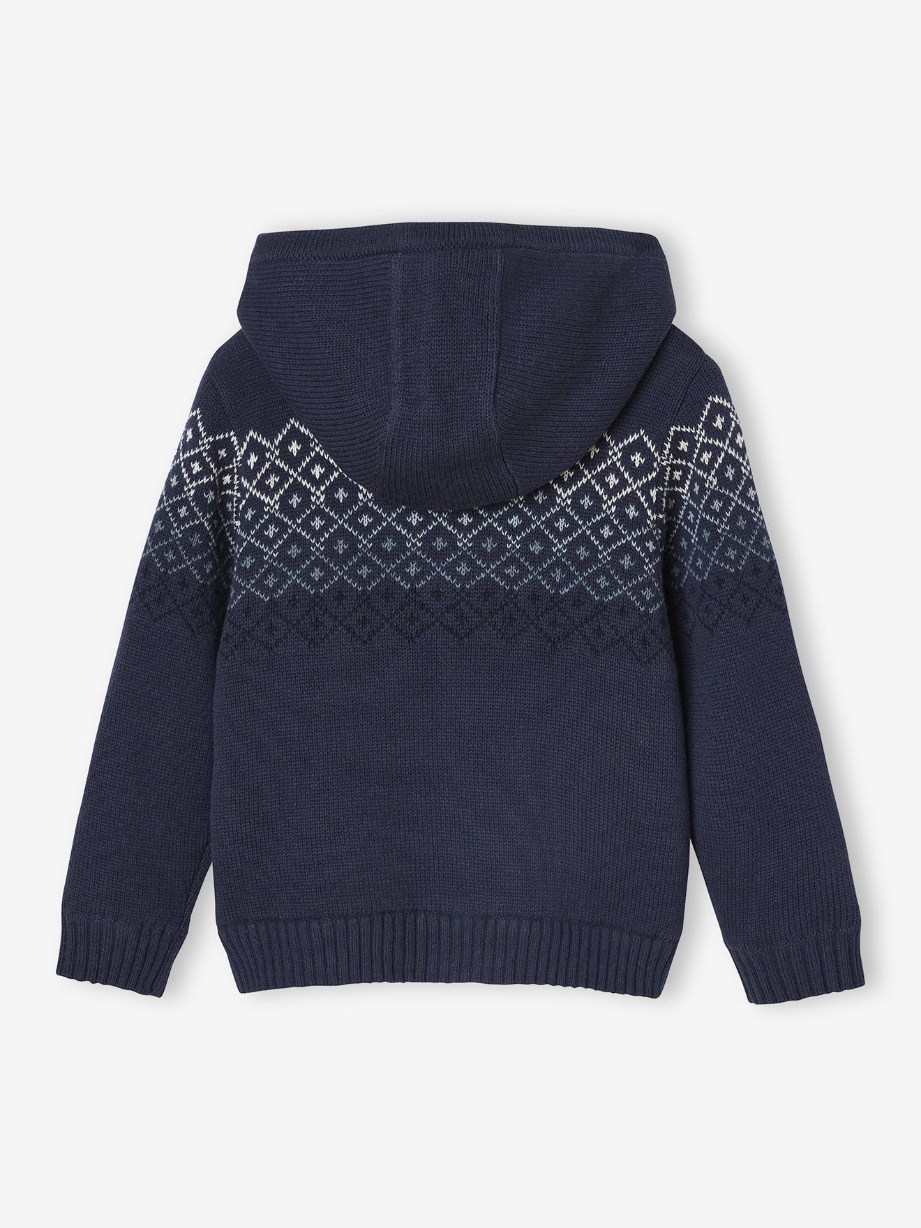 Thumbnail - Gefütterte Strickjacke mit Kapuze für Jungen
