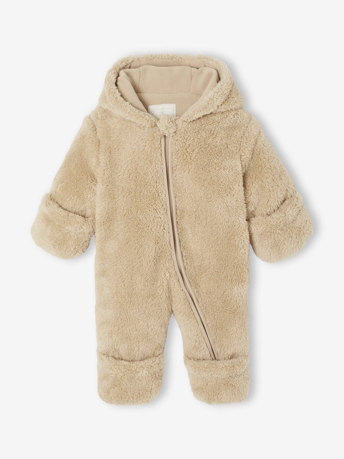 Baby Winter-Overall mit Kapuze sandfarben