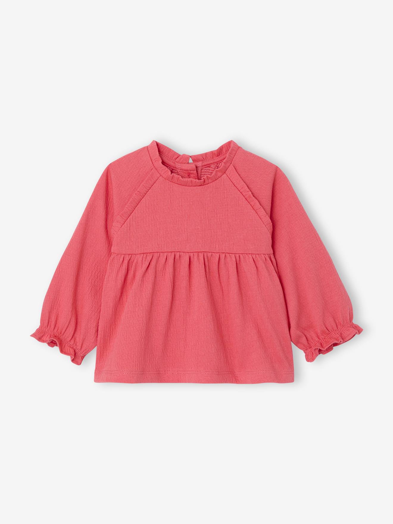 Baby Langarm-Blusenshirt mit Volantkragen granatapfel