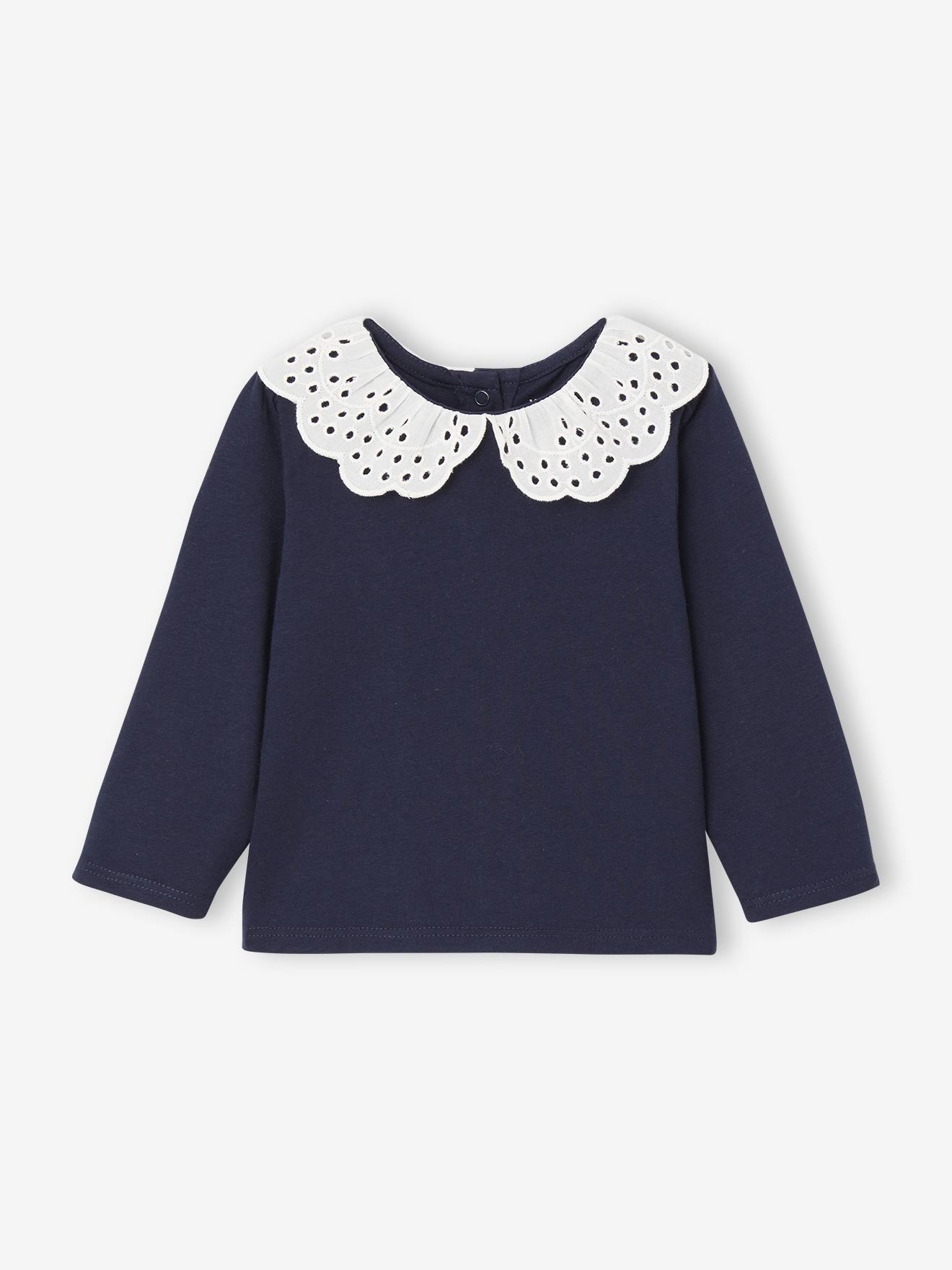 Thumbnail - 2er-Pack Baby Shirts mit Stickerei-Kragen pudrig
