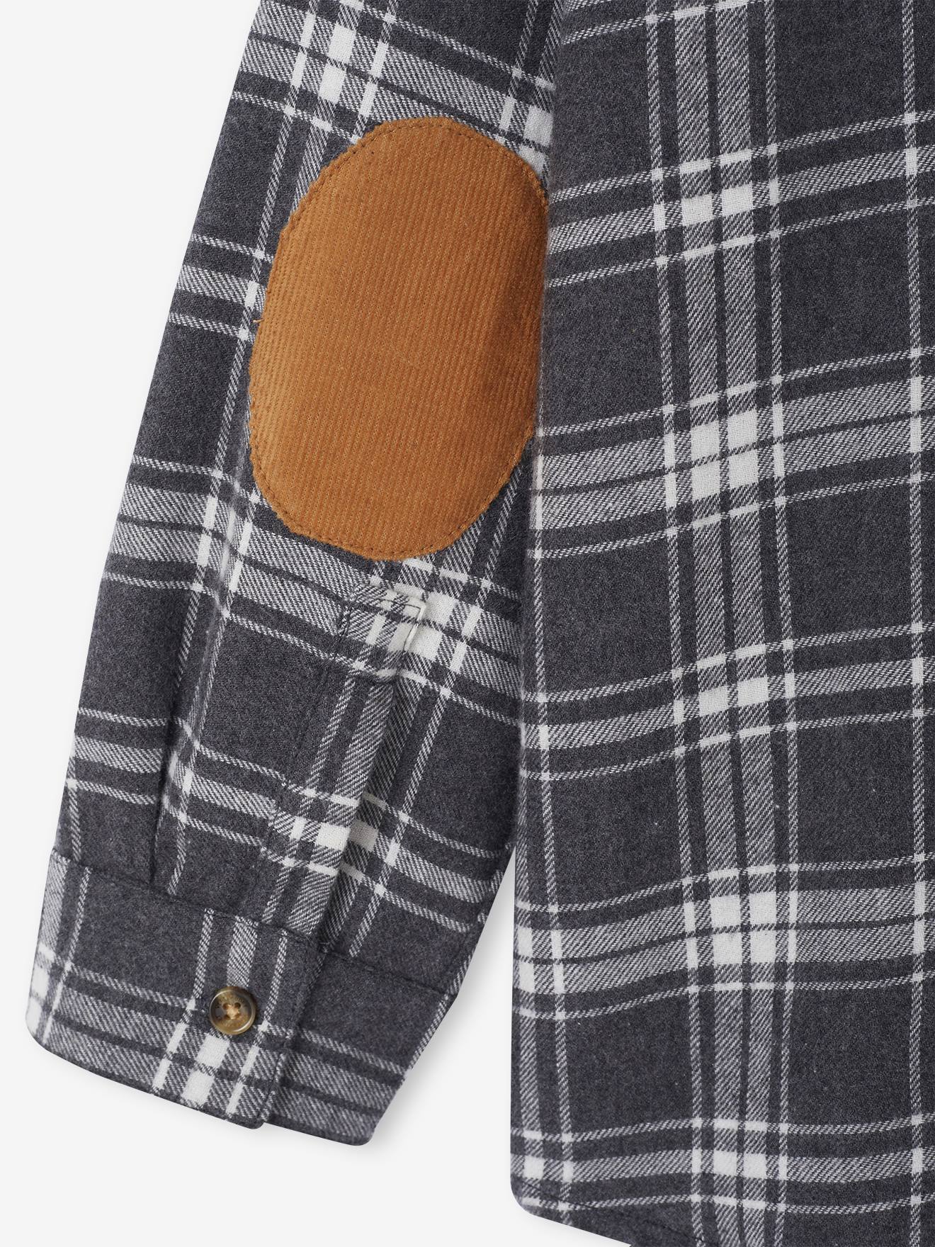 Thumbnail - Jungen Flanellhemd mit Samt-Ellbogenpatches