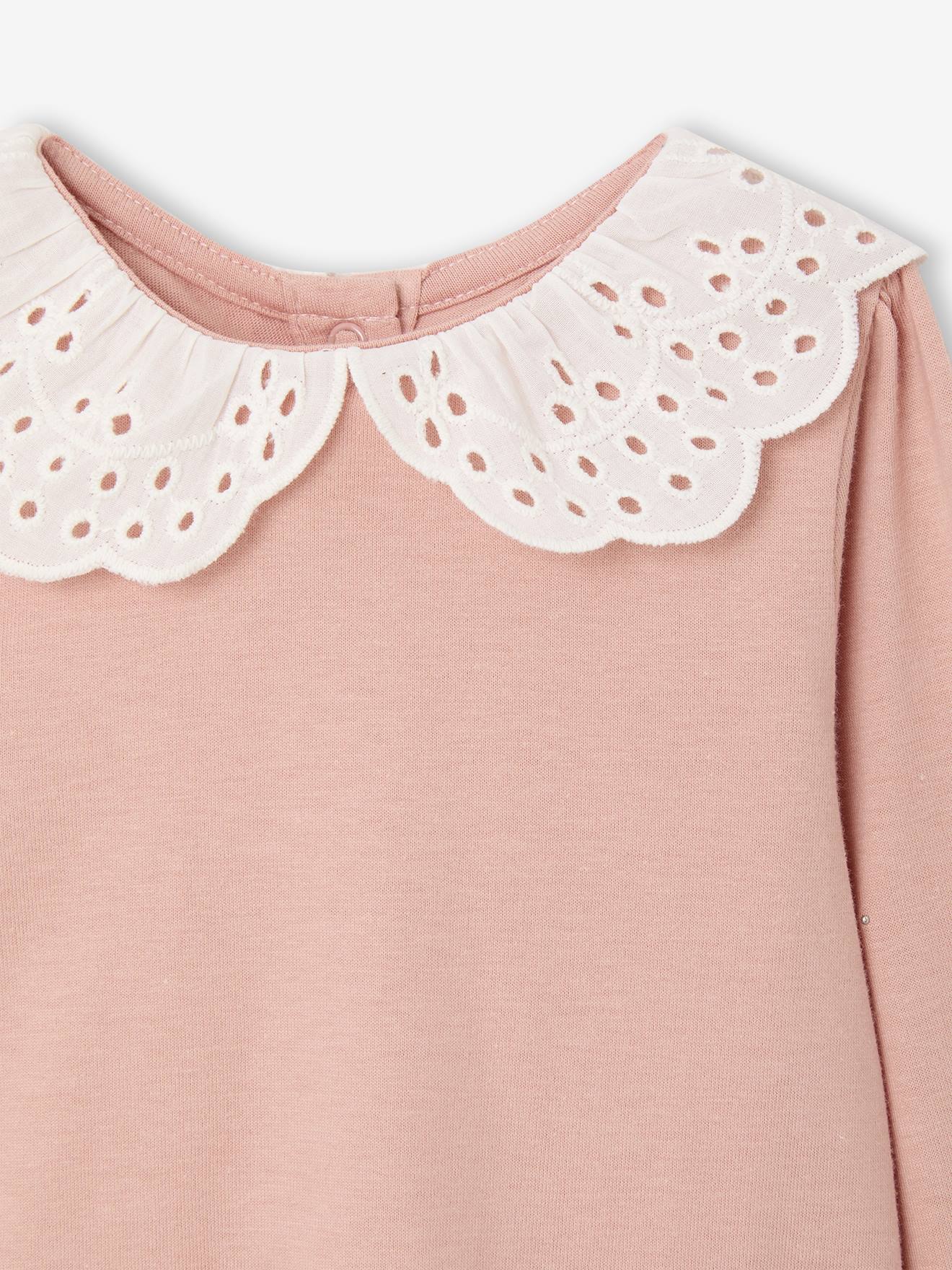 Thumbnail - 2er-Pack Baby Shirts mit Stickerei-Kragen pudrig
