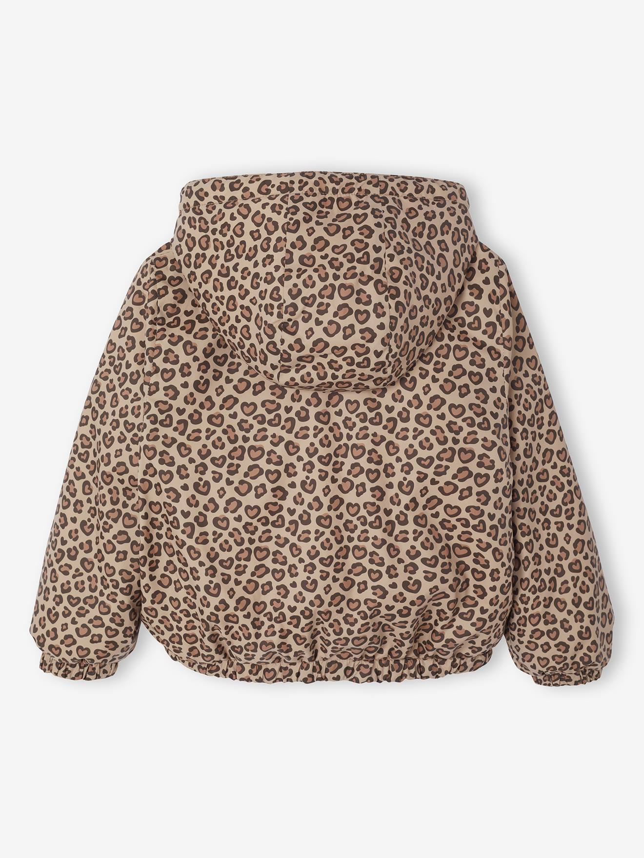 Thumbnail - Wendbare Mädchen Kapuzenjacke mit Leomuster und Teddyfleece