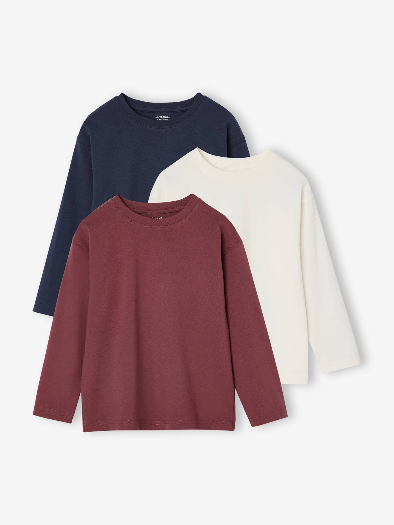 3er-Pack Jungen Shirts aus Baumwolle BASIC terrakotta Gr. 110 von vertbaudet