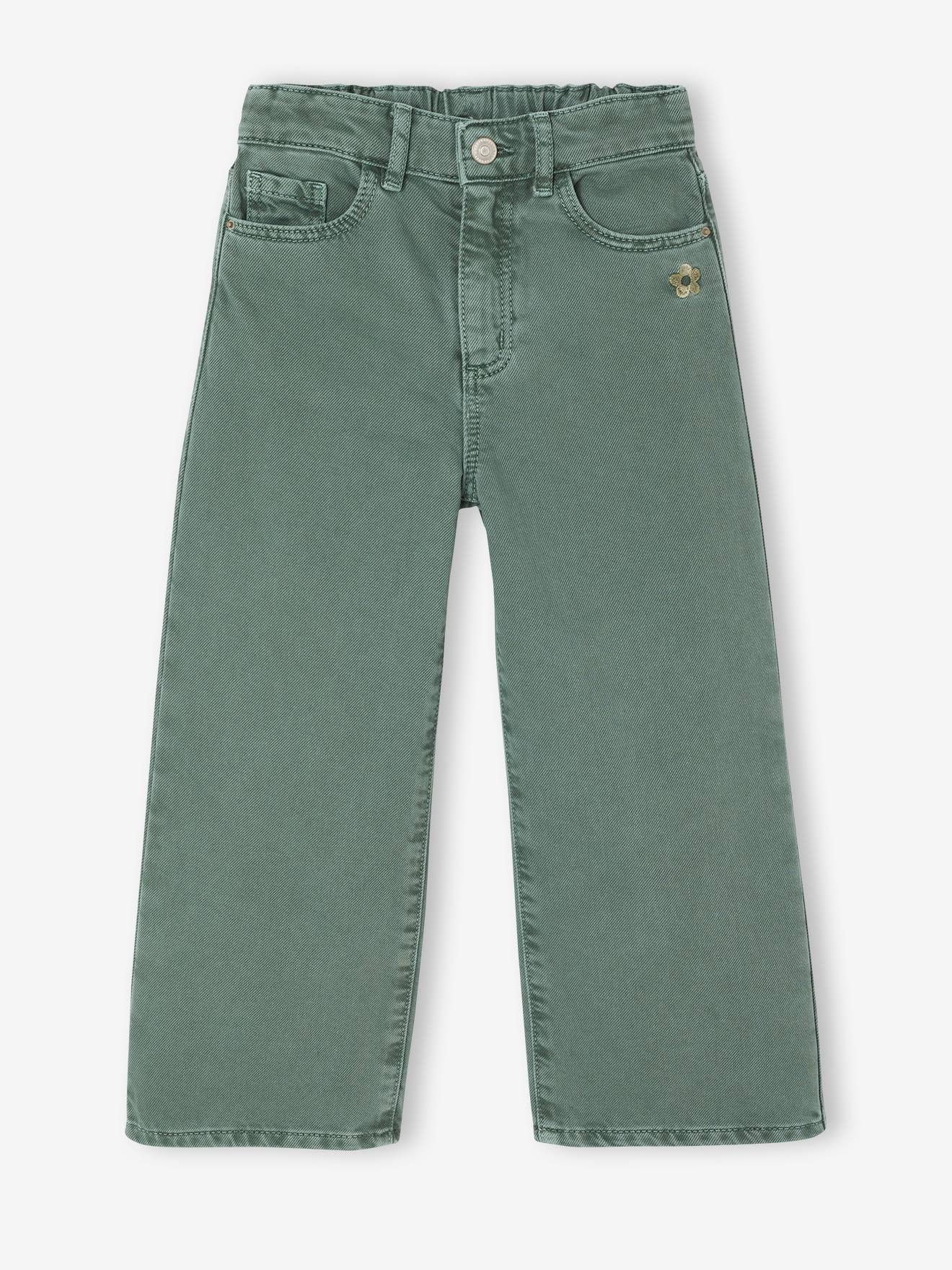 Weite Mädchen Hose mit Blumenstickerei