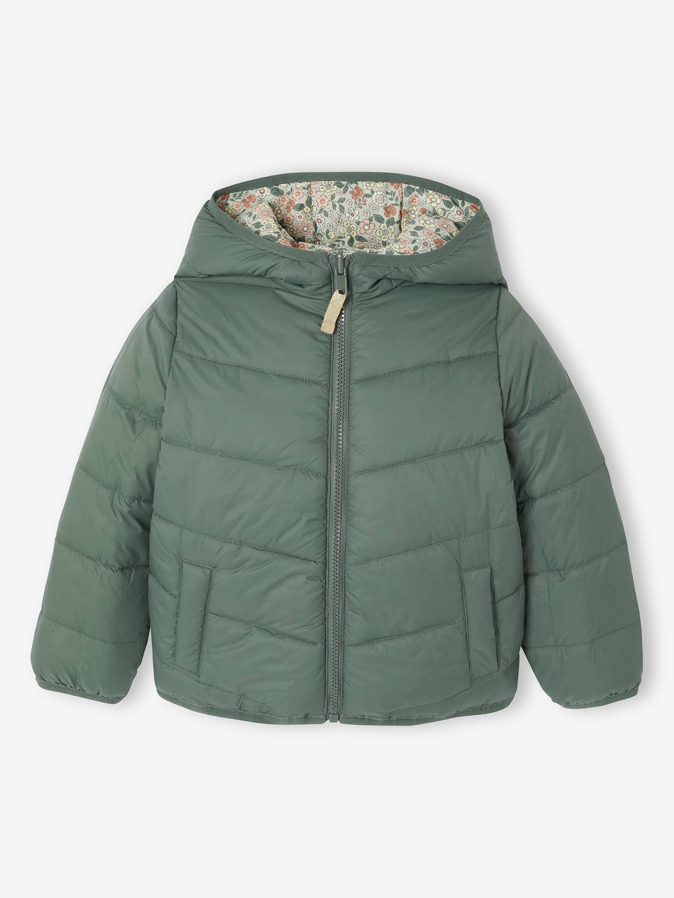 Thumbnail - Leichte Mädchen Wende-Steppjacke mit Recycling-Polyester salbei