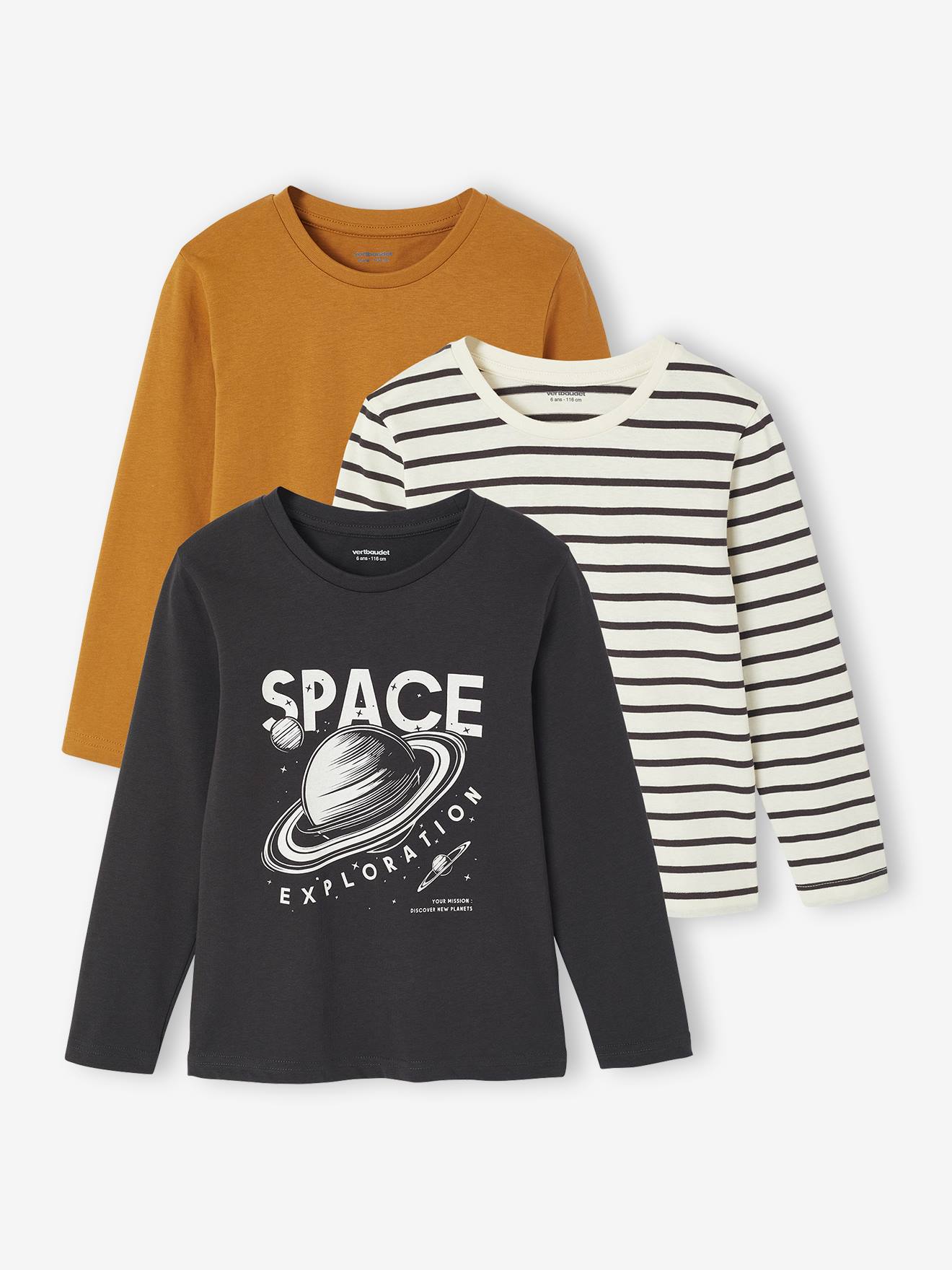 3er-Pack Jungen Langarmshirts BASIC