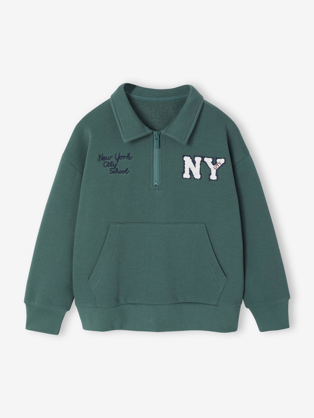 Thumbnail - Jungen Sweatshirt mit Kragen & Stickerei NY