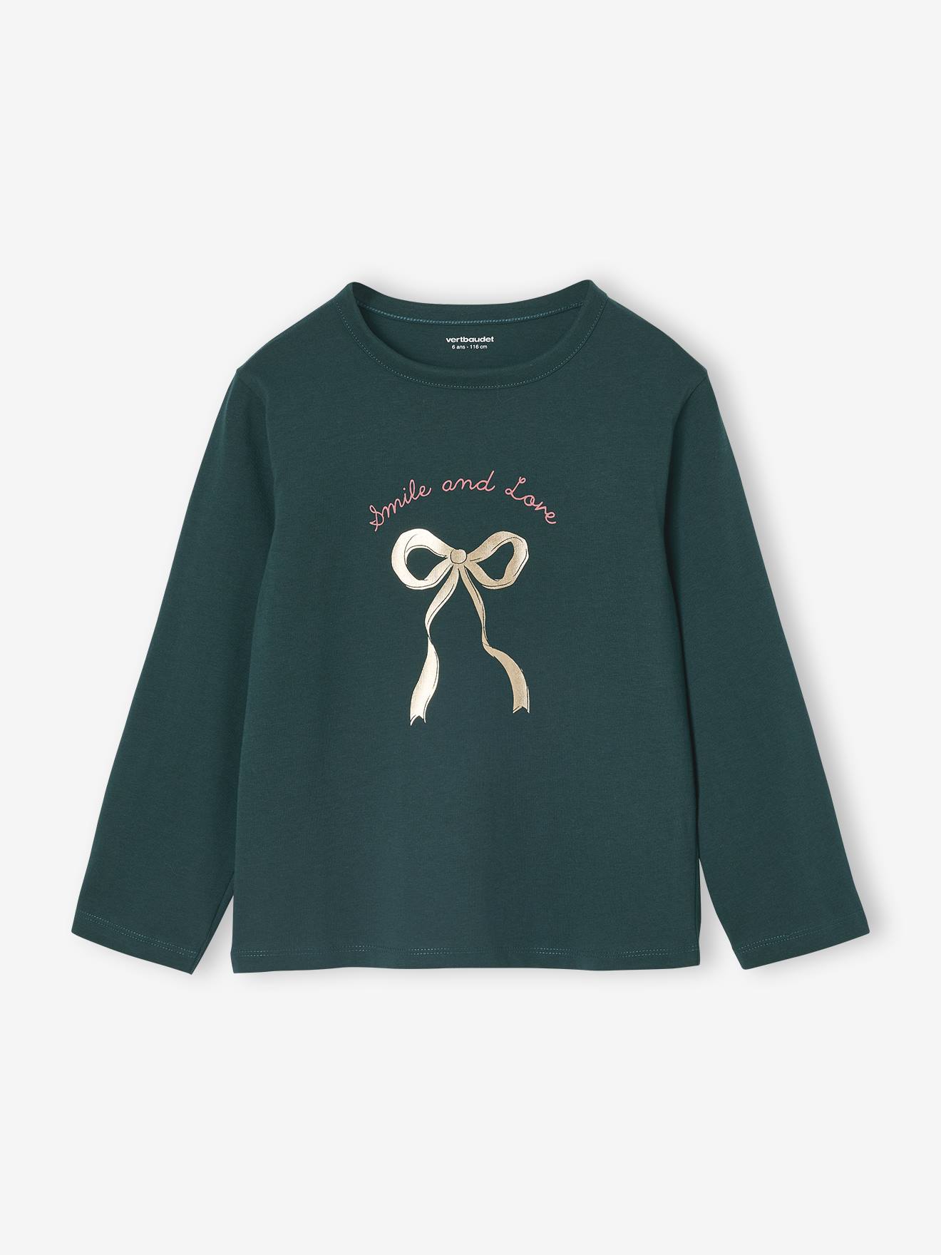 Mädchen Langarmshirt mit Metallic-Print und Recycling-Baumwolle n