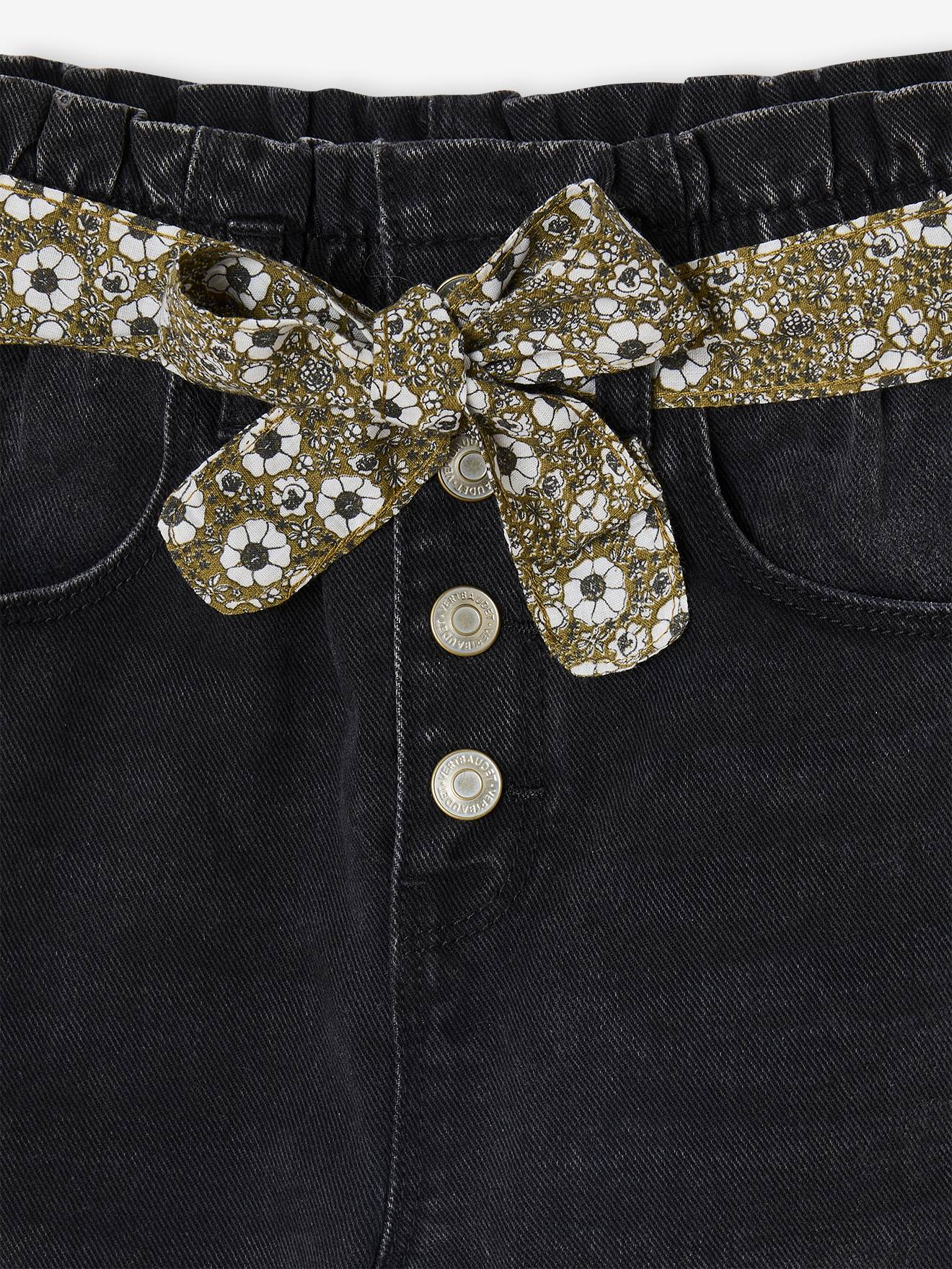 Thumbnail - Mädchen Paperbag-Jeans mit Blumen-Gürtel