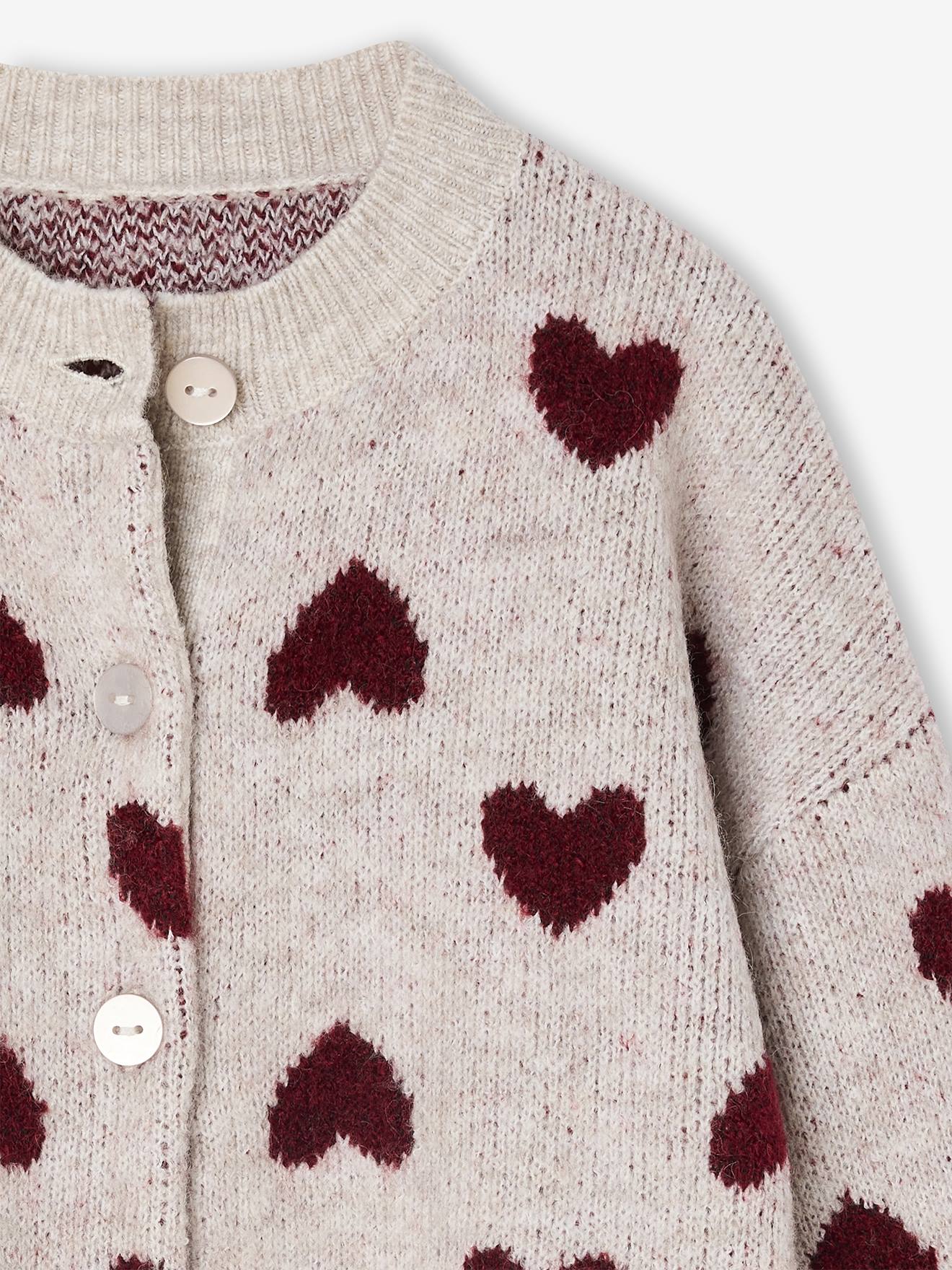 Thumbnail - Mädchen Cardigan mit Jacquard-Herzen und Recycling-Polyester  en