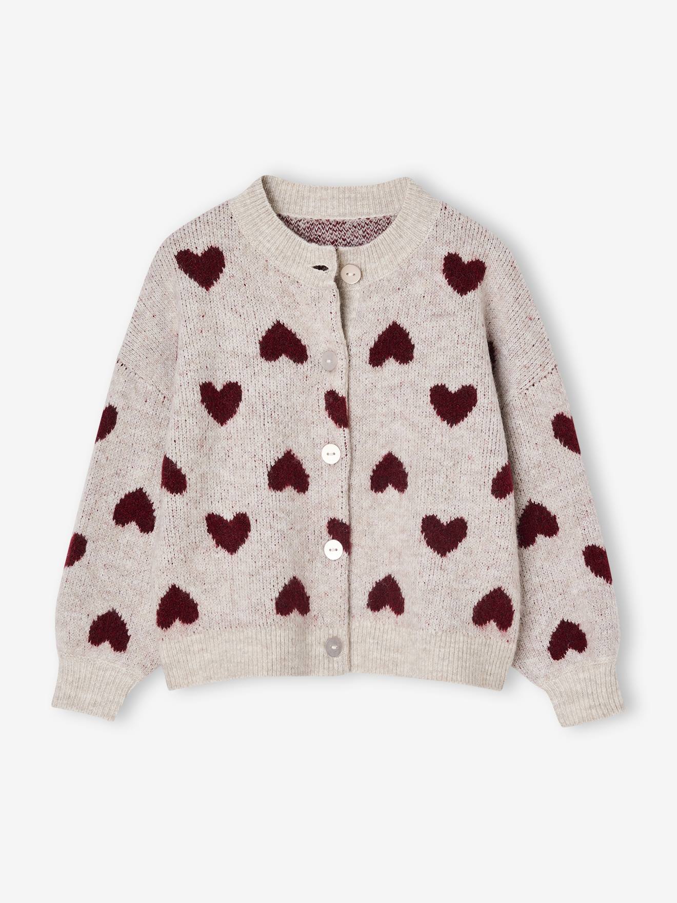 Mädchen Cardigan mit Jacquard-Herzen en