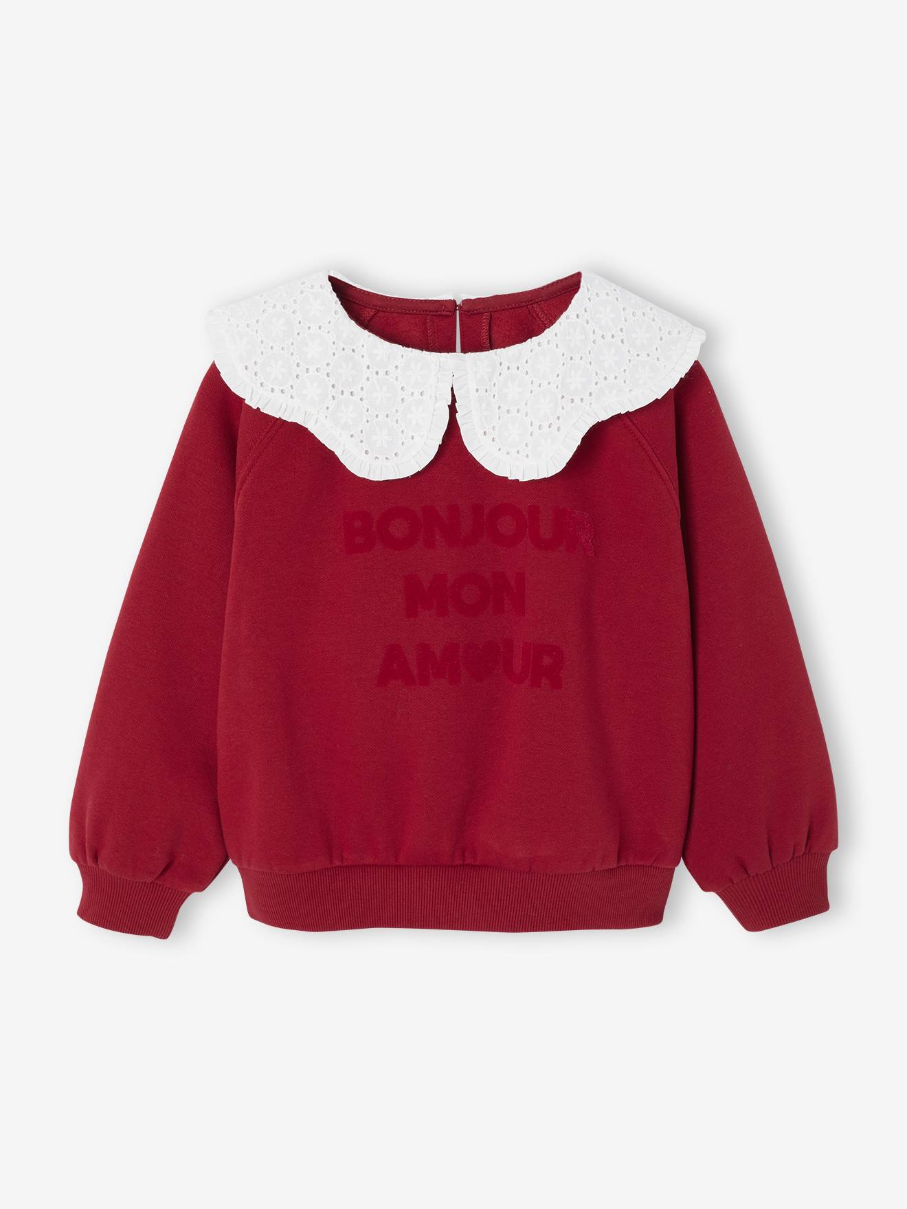 Thumbnail - Mädchen Sweatshirt mit besticktem Kragen