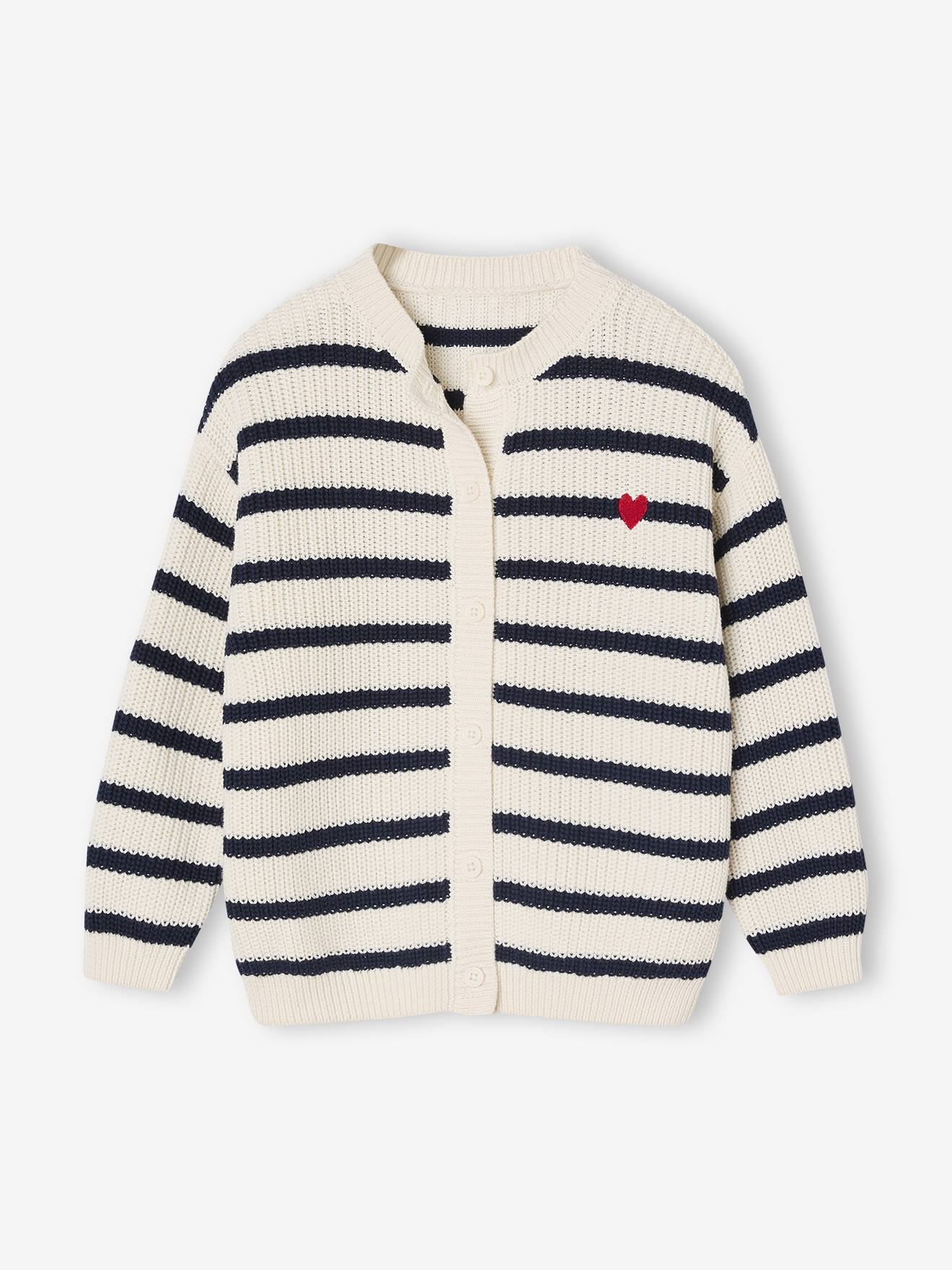Mädchen Strickjacke mit kleinen Stickereien herz