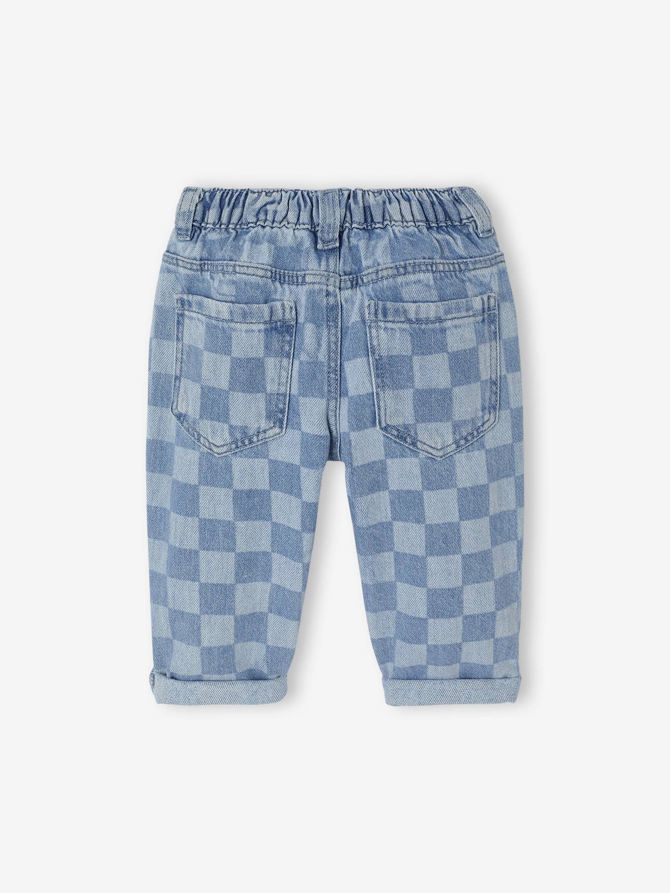Thumbnail - Baby Jeans mit Schachbrettmuster und Dehnbund