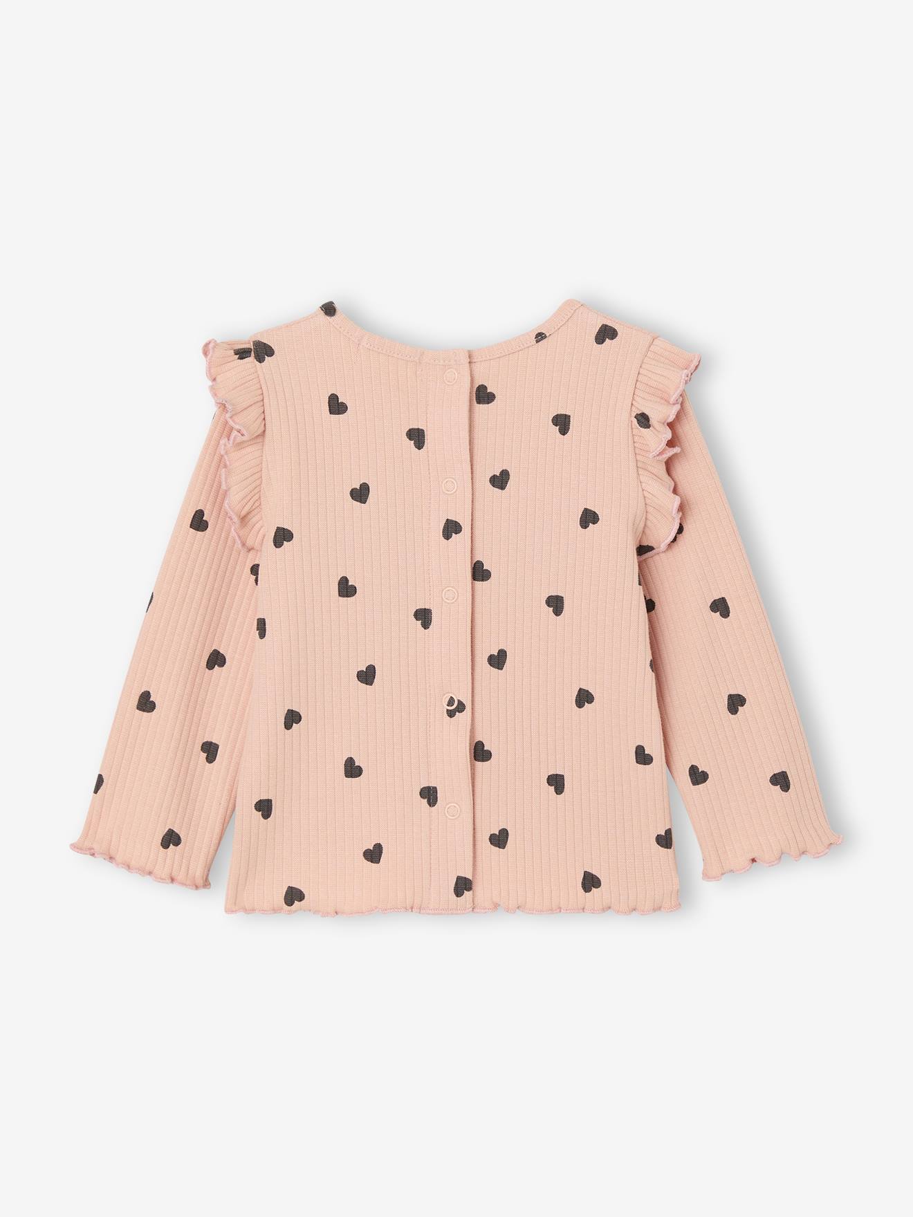 Thumbnail - Geripptes Mädchen Baby Shirt mit Volantärmeln
