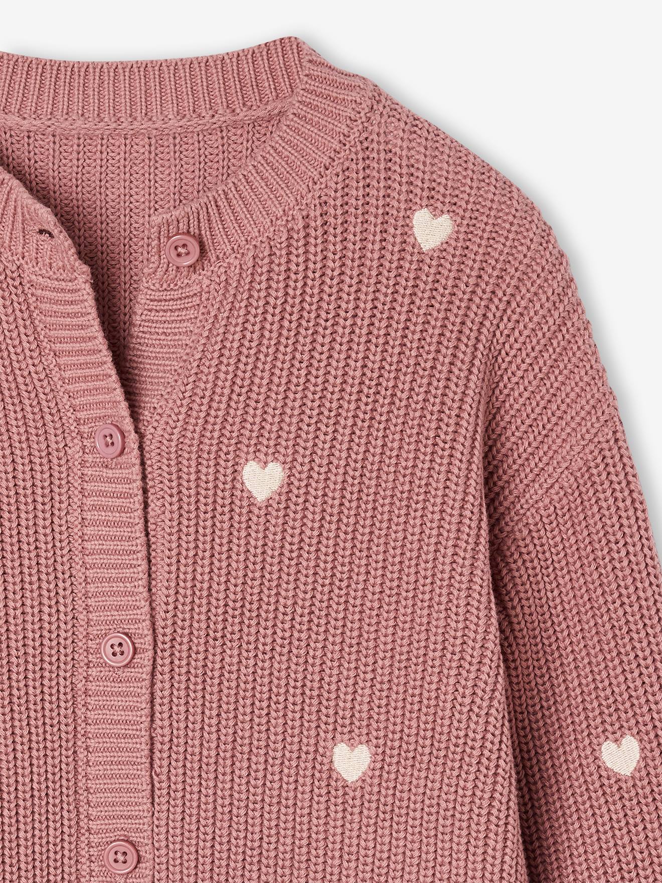 Thumbnail - Mädchen Strickjacke mit kleinen Stickereien blush
