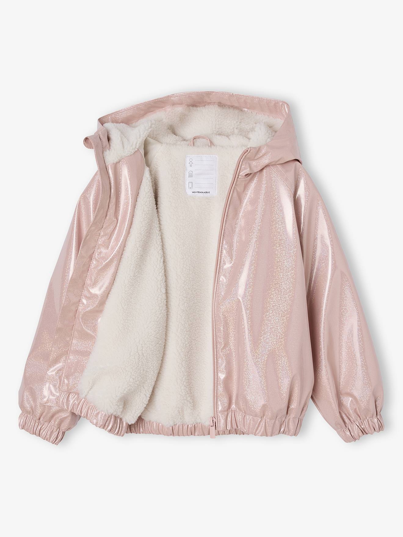 Thumbnail - Glänzende Mädchen Jacke mit Teddyfutter hell