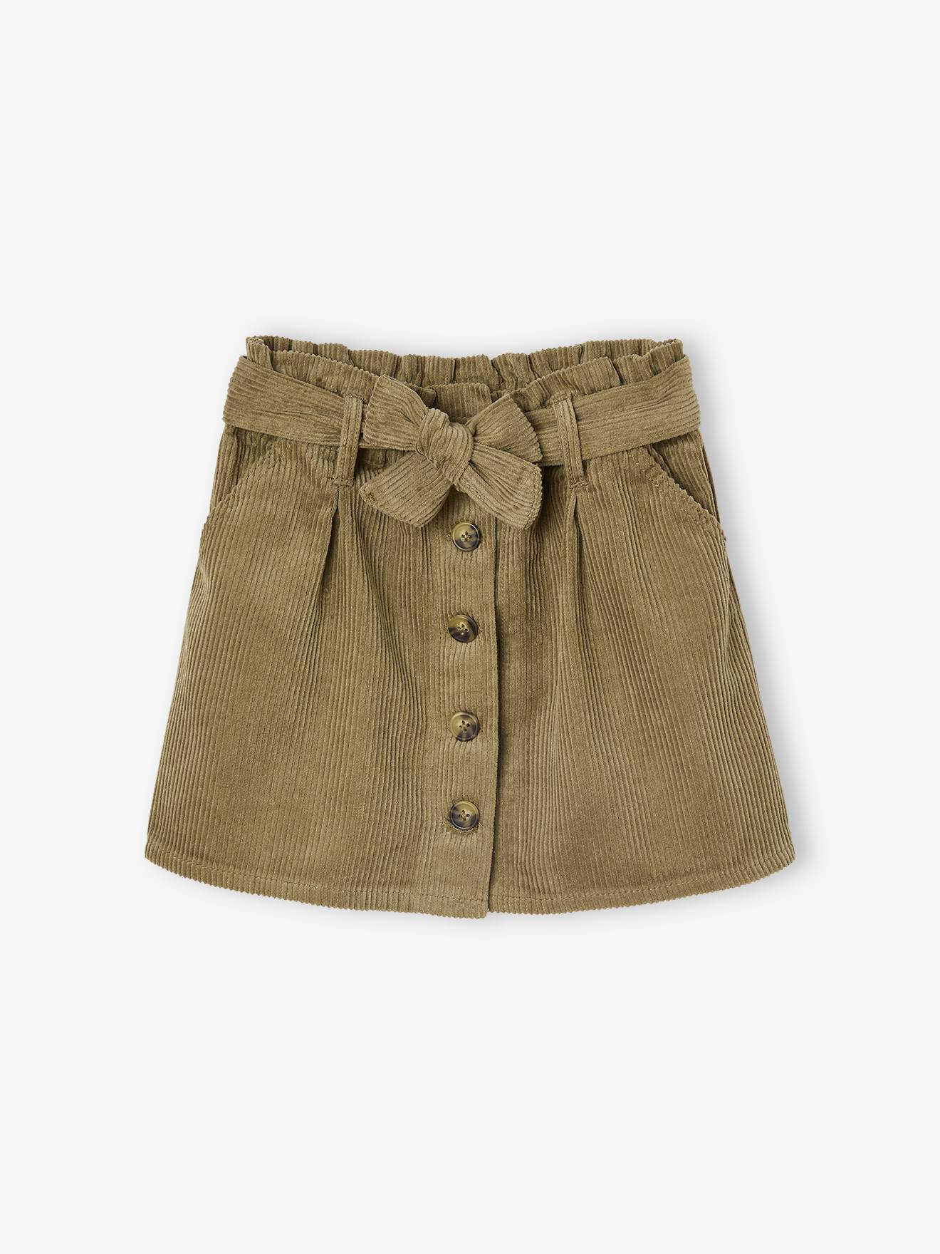 Vertbaudet Mädchen Paperbag-Rock Olivgrün 146/152