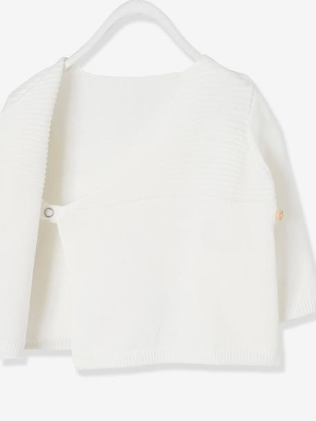 Bio-Kollektion: Strickjacke für Neugeborene Oeko-Tex - blau+grau meliert+wollweiß - 11